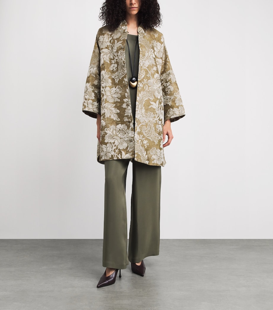 Eskandar Womens Jacquard Stand-Collar Coat Undyed Image 2