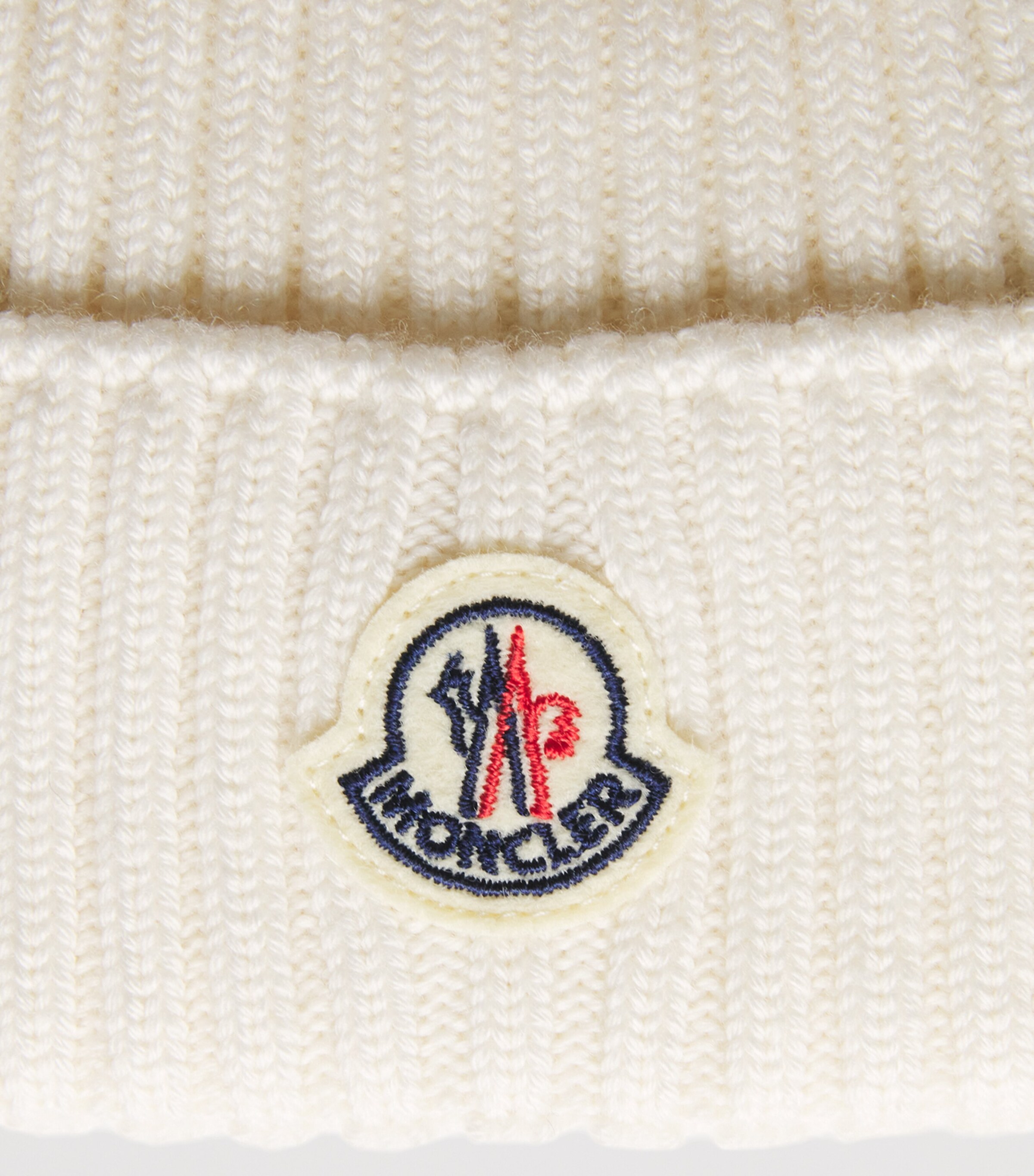 Moncler Enfant Virgin Wool Ribbed Logo Beanie Image 3