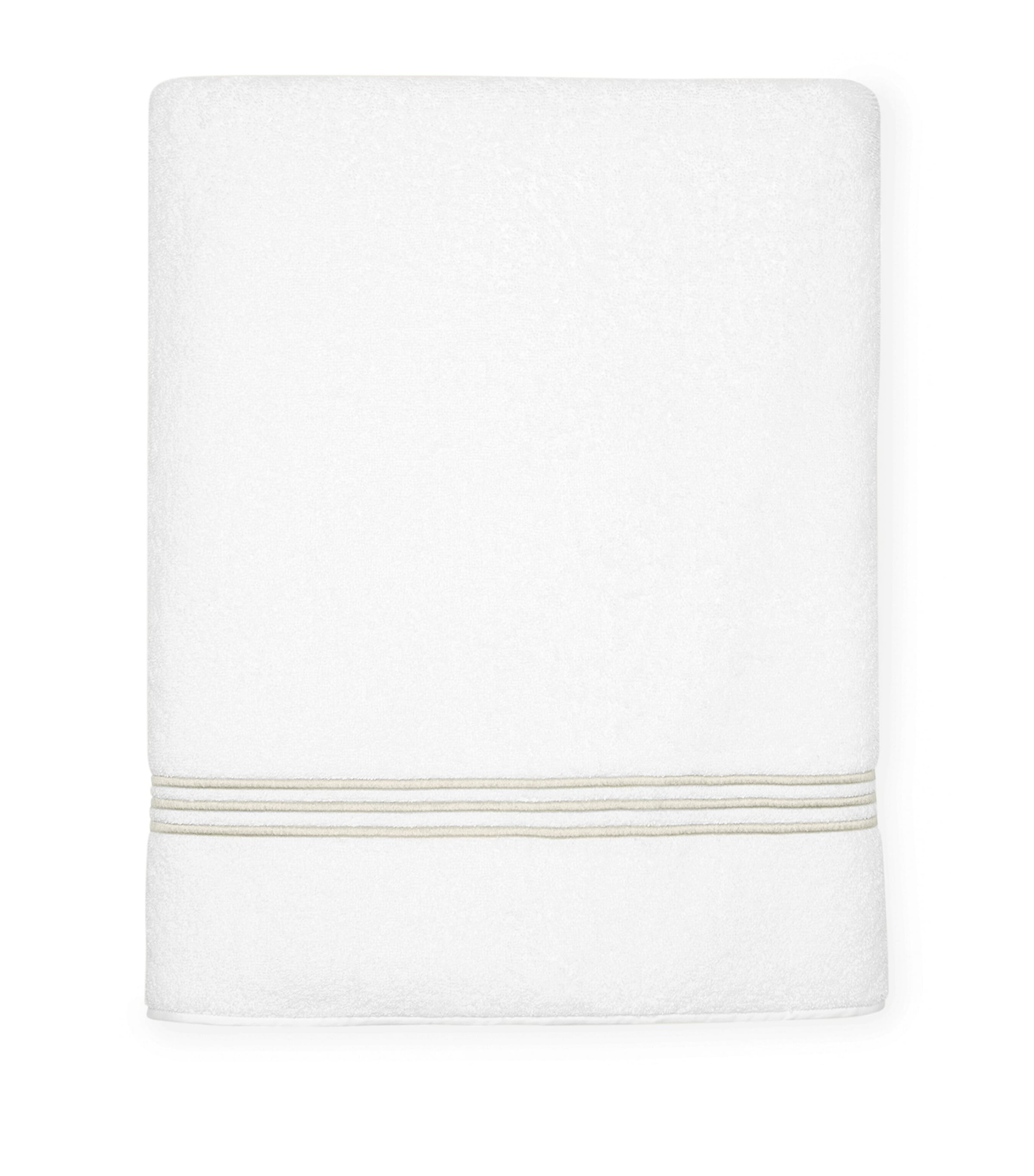 Pratesi Tre Righe Bath Sheet (105cm x 180cm) White/sage Image 1