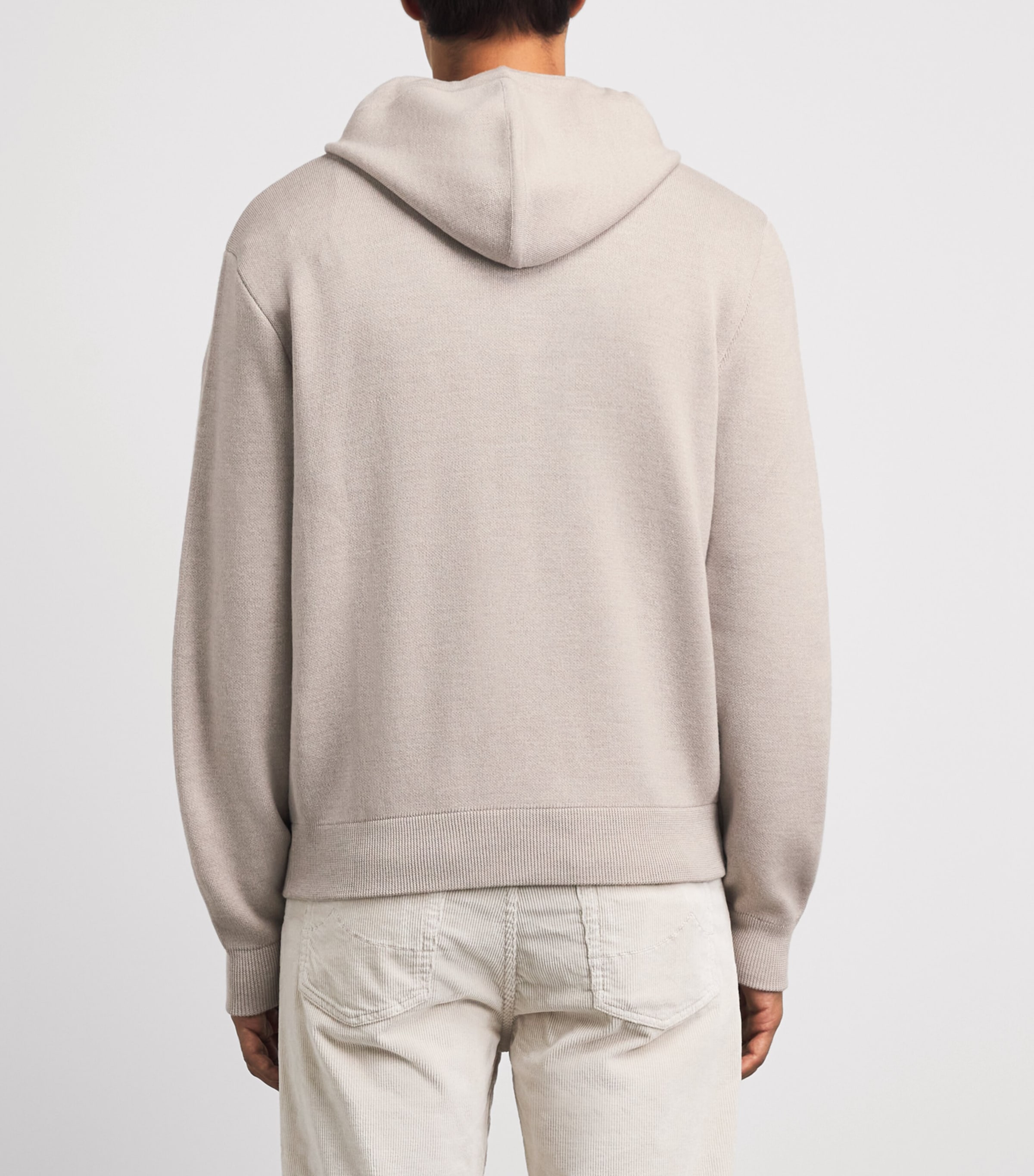 Jacob Cohën Mens Wool-Silk Knitted Zip-Up Hoodie Melange Beige Image 5