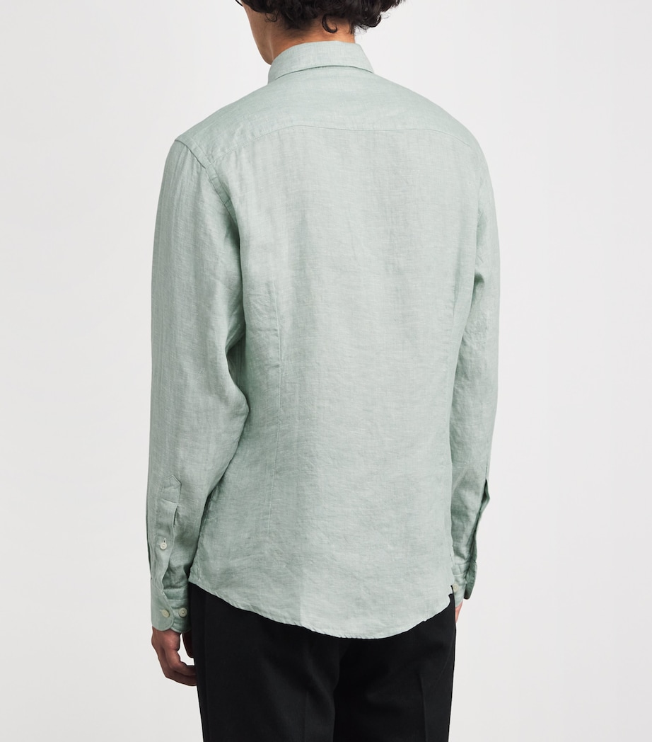 Linen Slim-Fit Shirt 64 MID GREEN Image 4