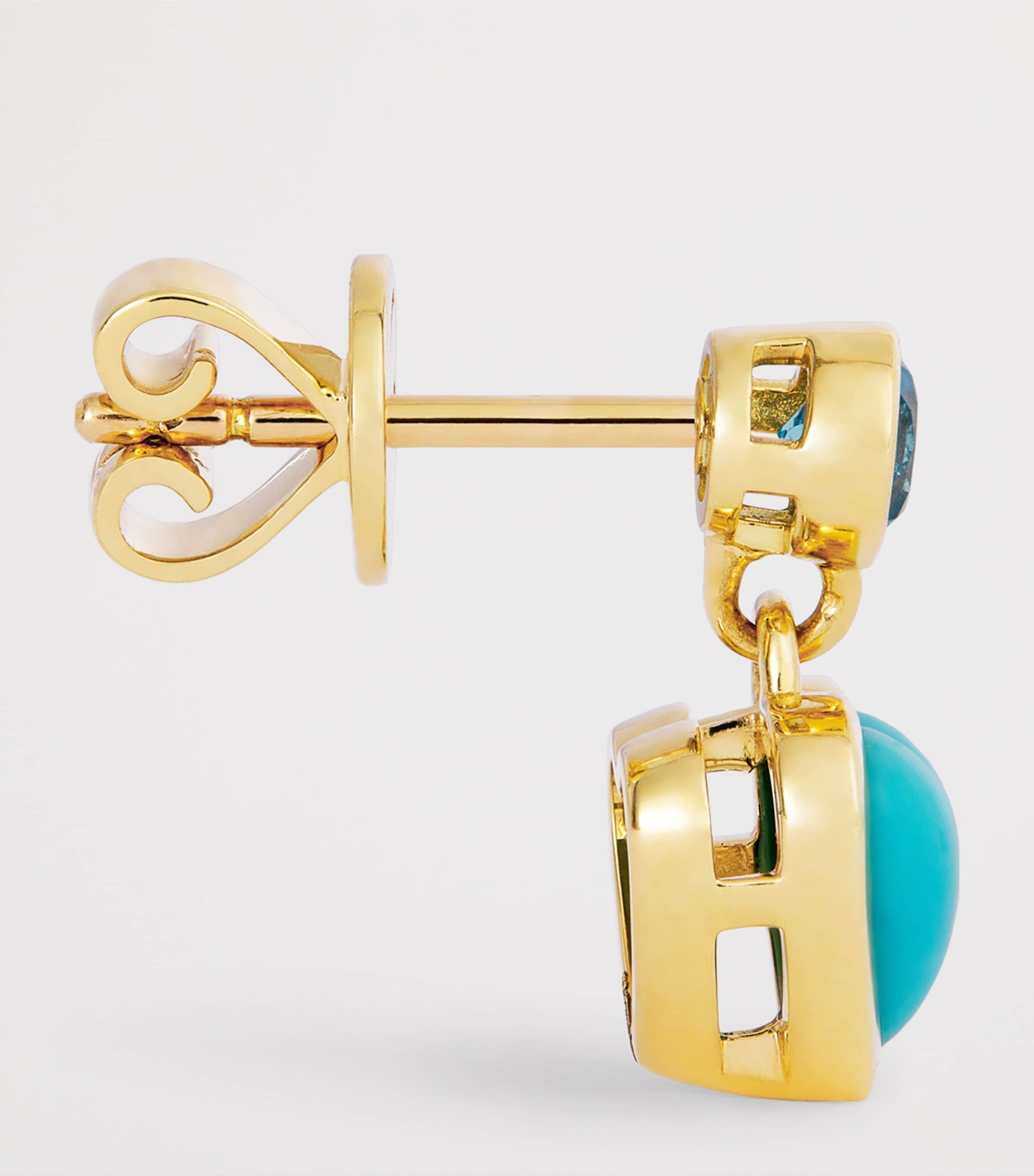 Yellow Gold and Topaz Blue Heart Earrings YELLOW GOLD Image 4