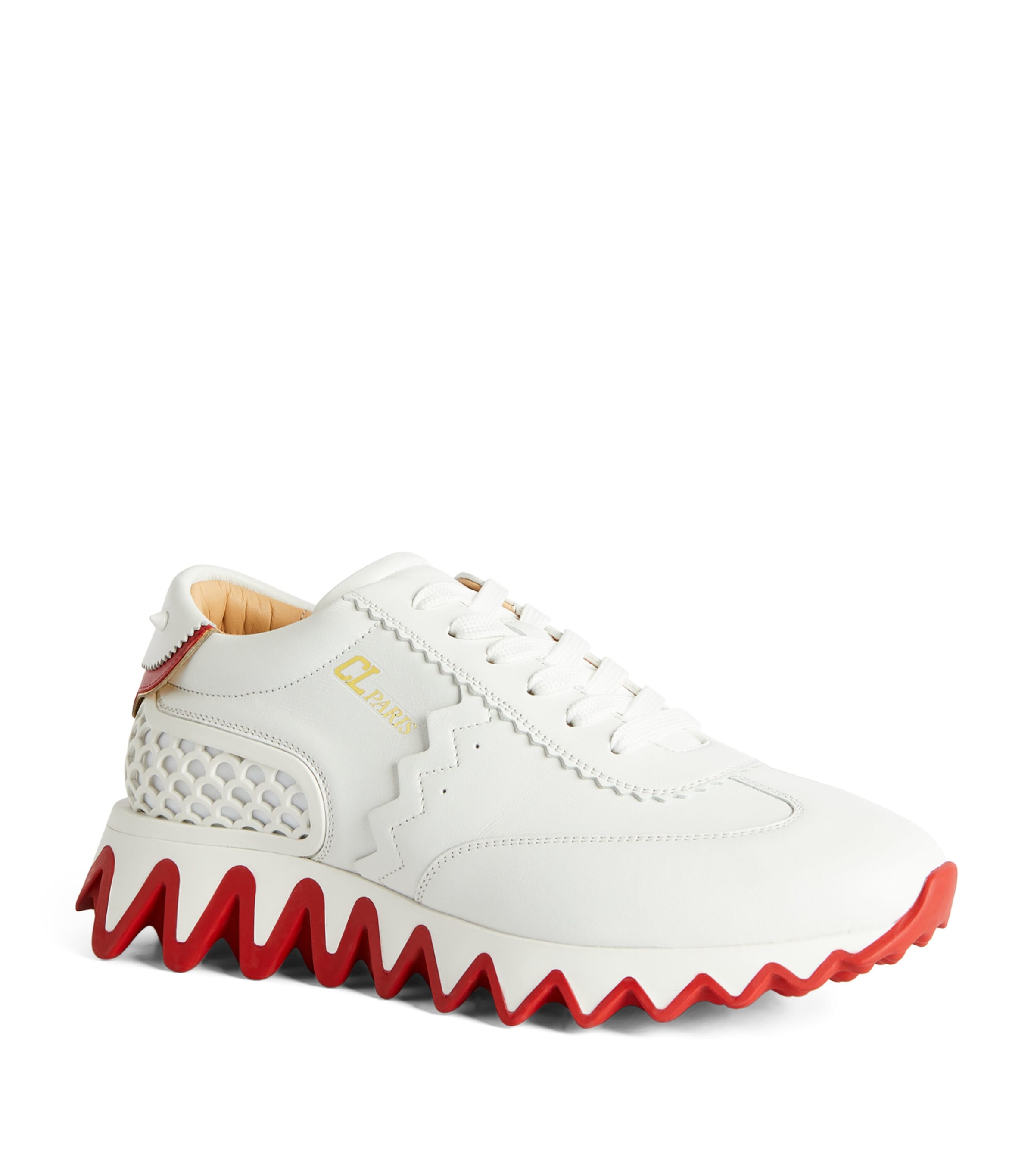 Shop Christian Louboutin Loubishark Leather Sneakers In White