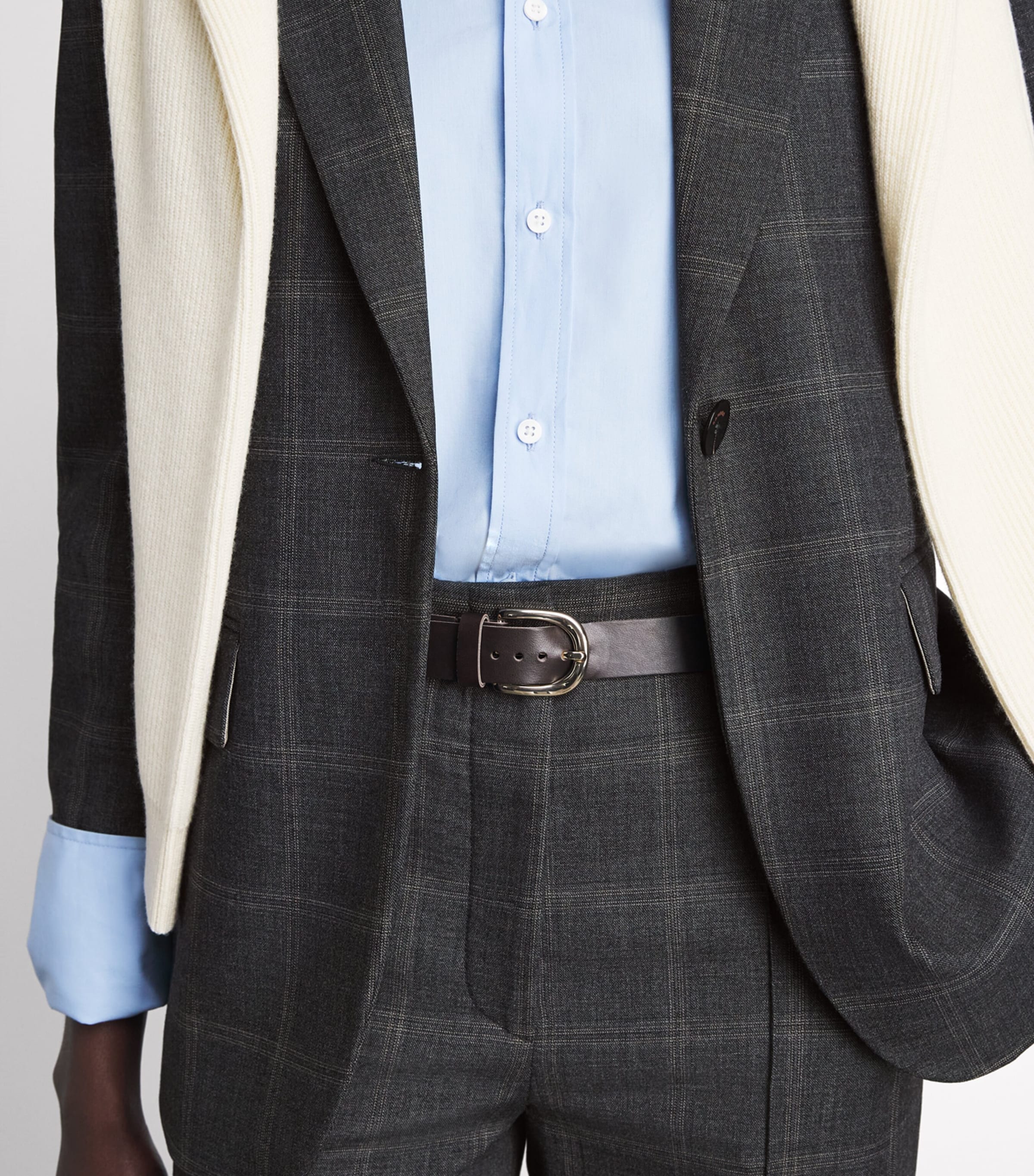 Sandro Paris Womens Check Single-Breasted Blazer Grey Image 3
