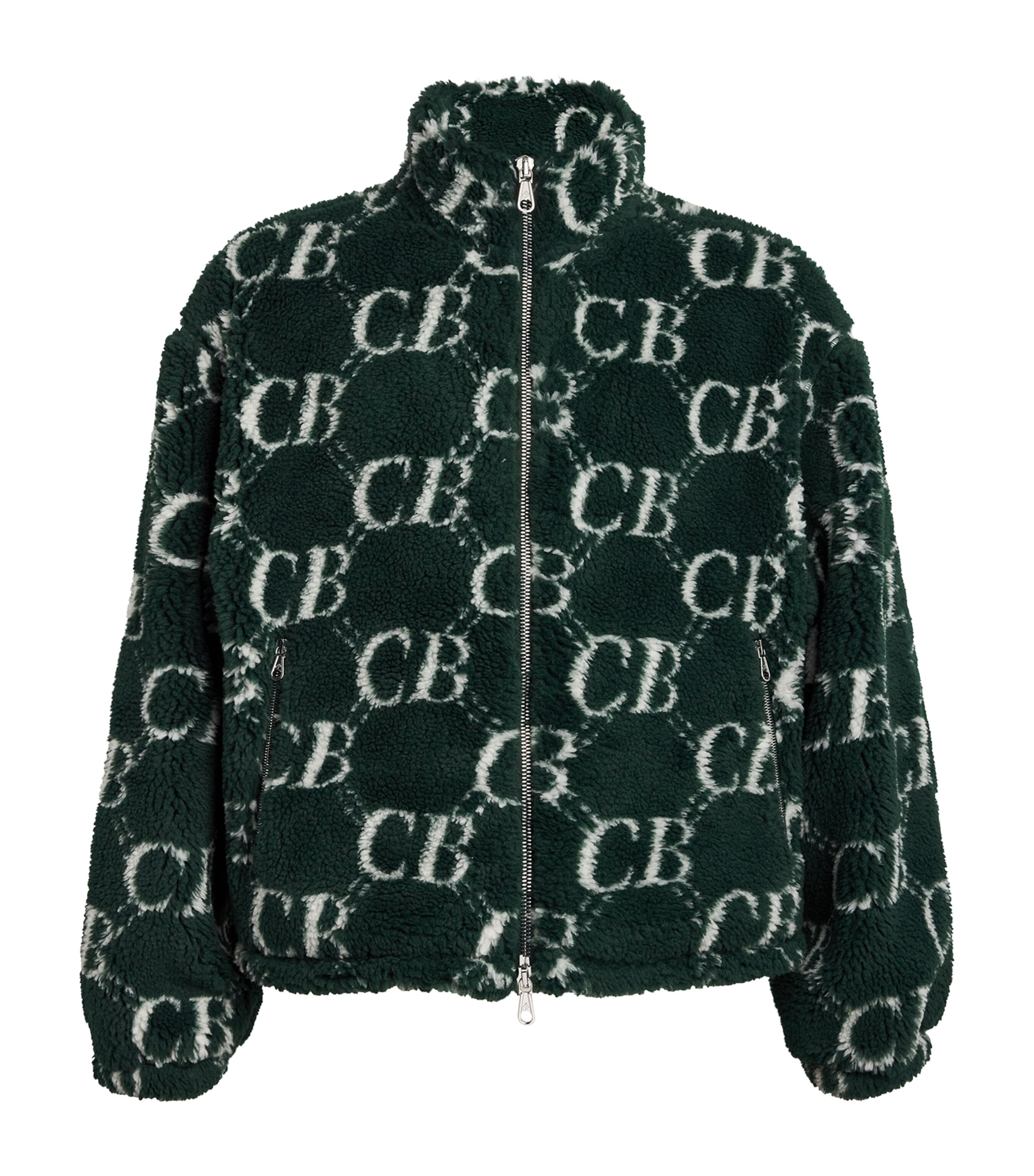 Cole Buxton Monogram Fleece Jacket In Black