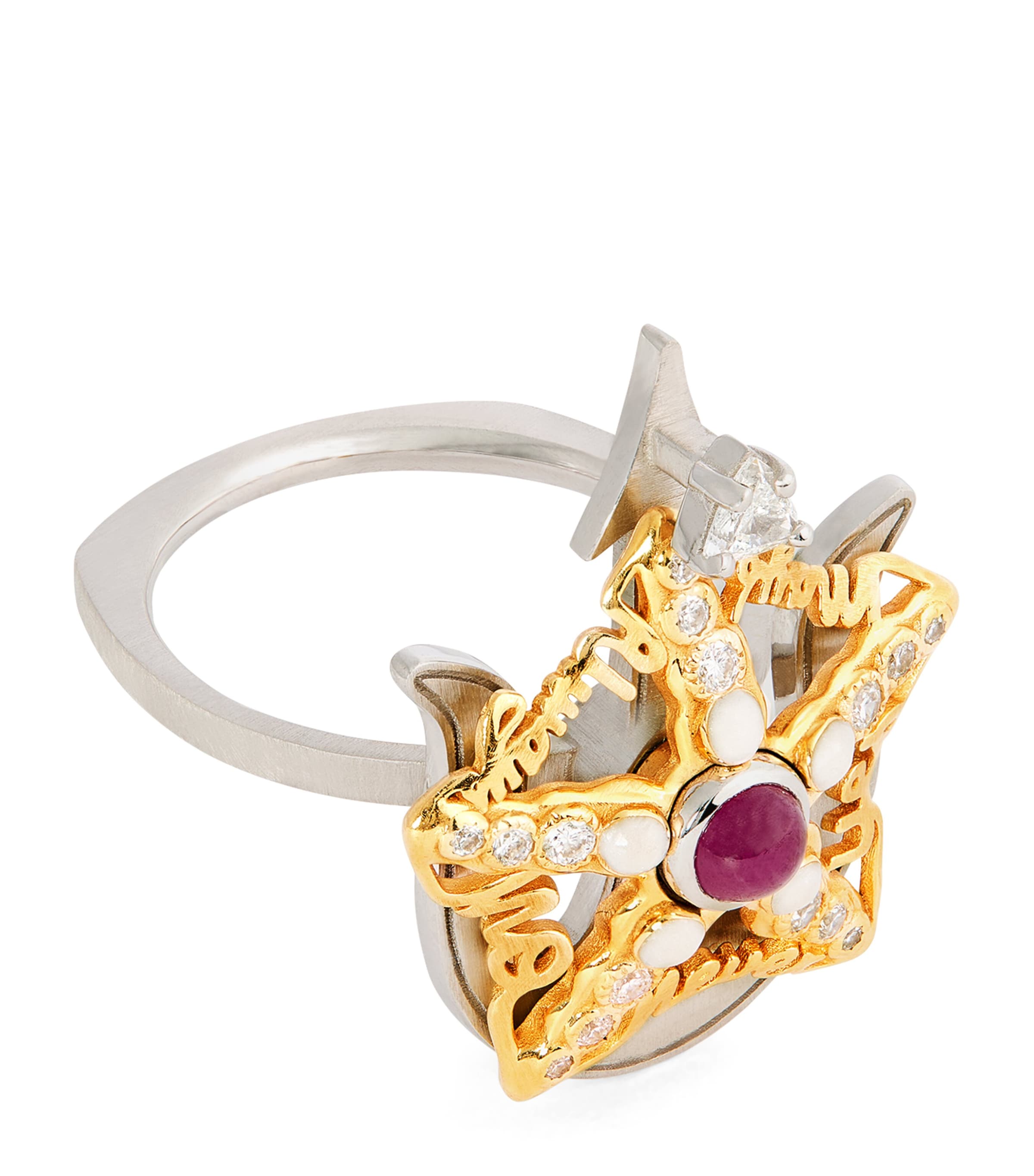 Katarina Tarazi Mixed Gold, Ruby And Diamond Mythos Starfish Ring