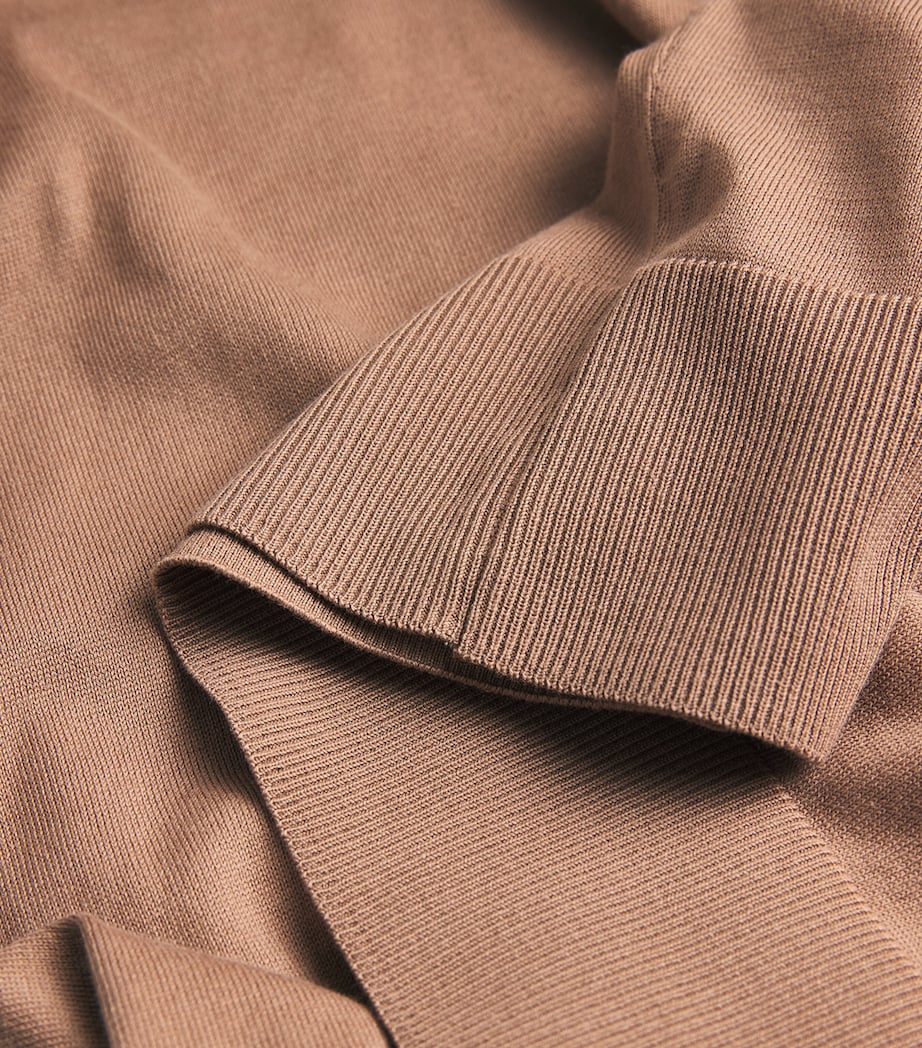 Cotton Polo-Collar Sweater BROWN Image 5