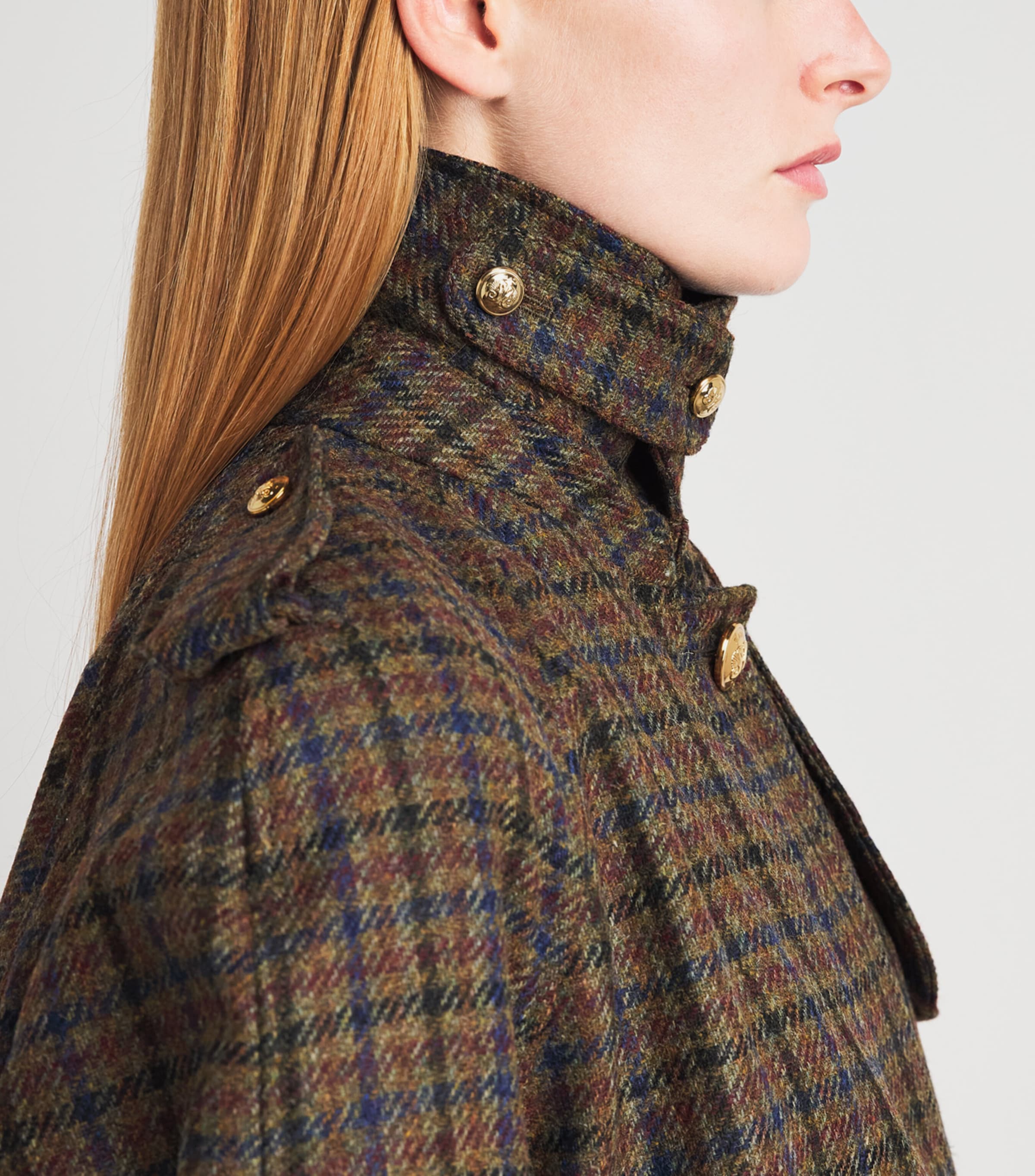 Blazé Milano Womens Virgin Wool Check Chausie Jacket Green/red Mix Image 3