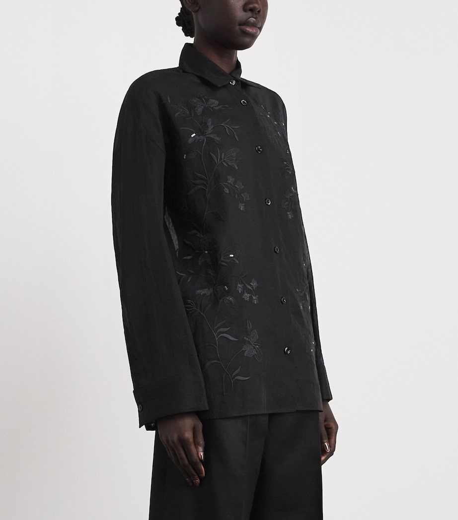 Eleventy Womens Cotton Embroidered Shirt Nero Image 4