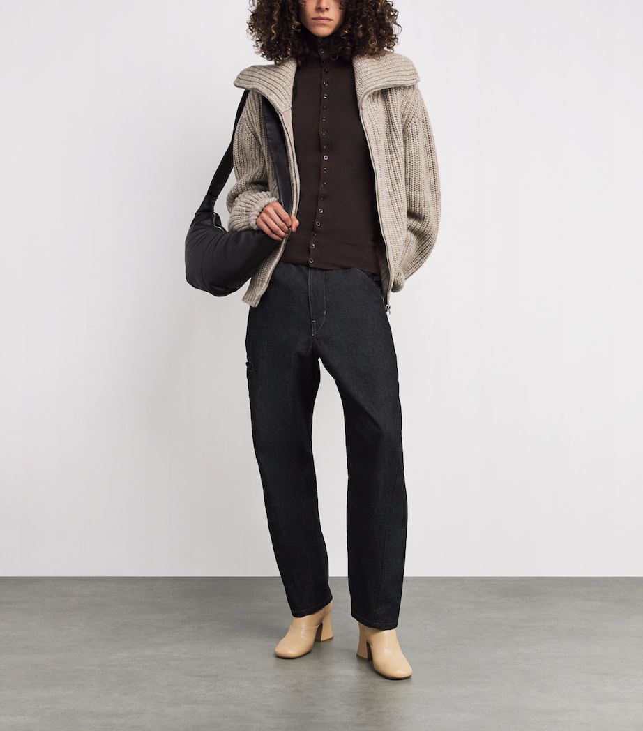 Wool Collared Cardigan RE373 AUBERGINE Image 2