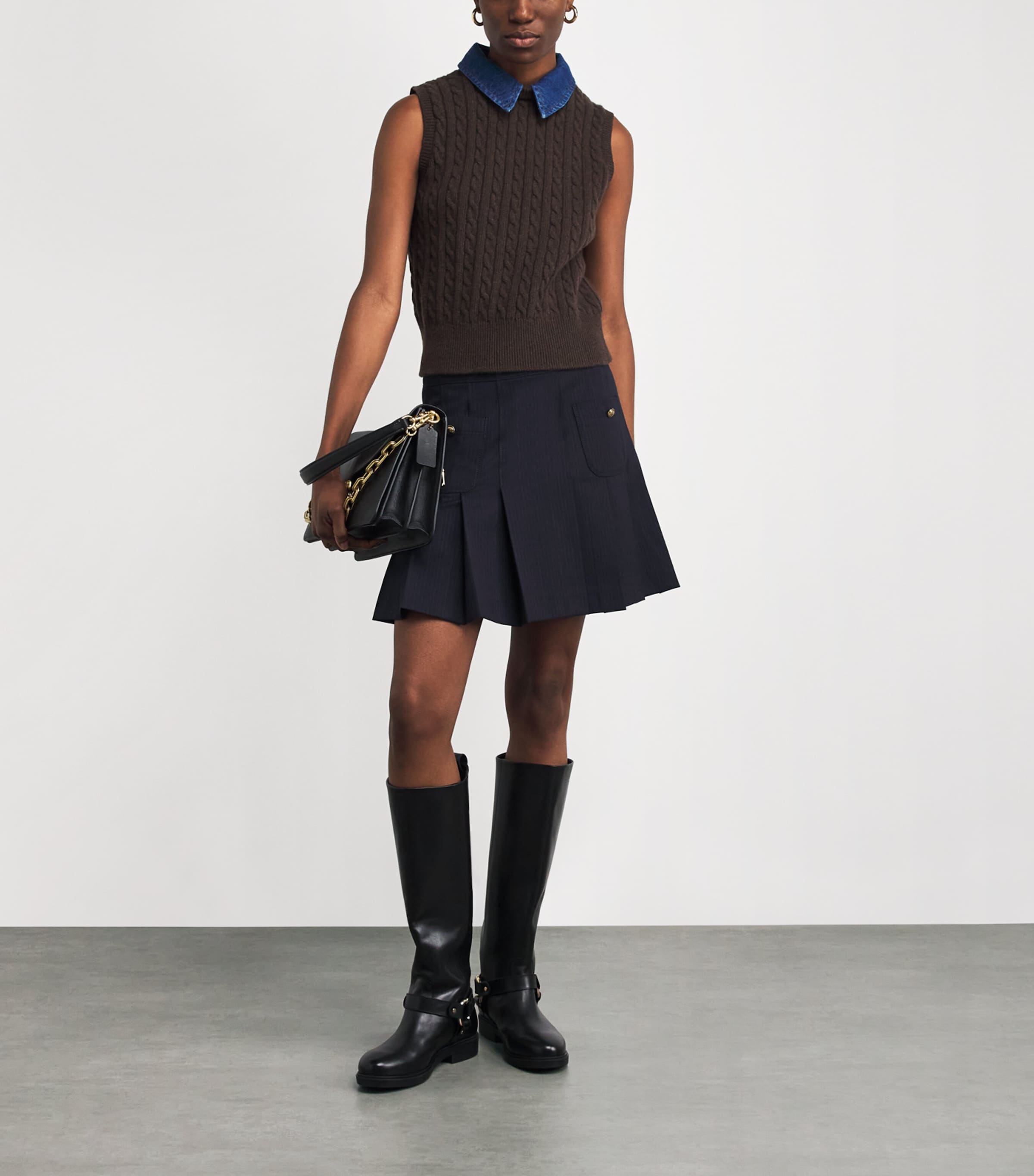 Wool-Blend Pleated Mini Skirt NAVY BLUE Image 2