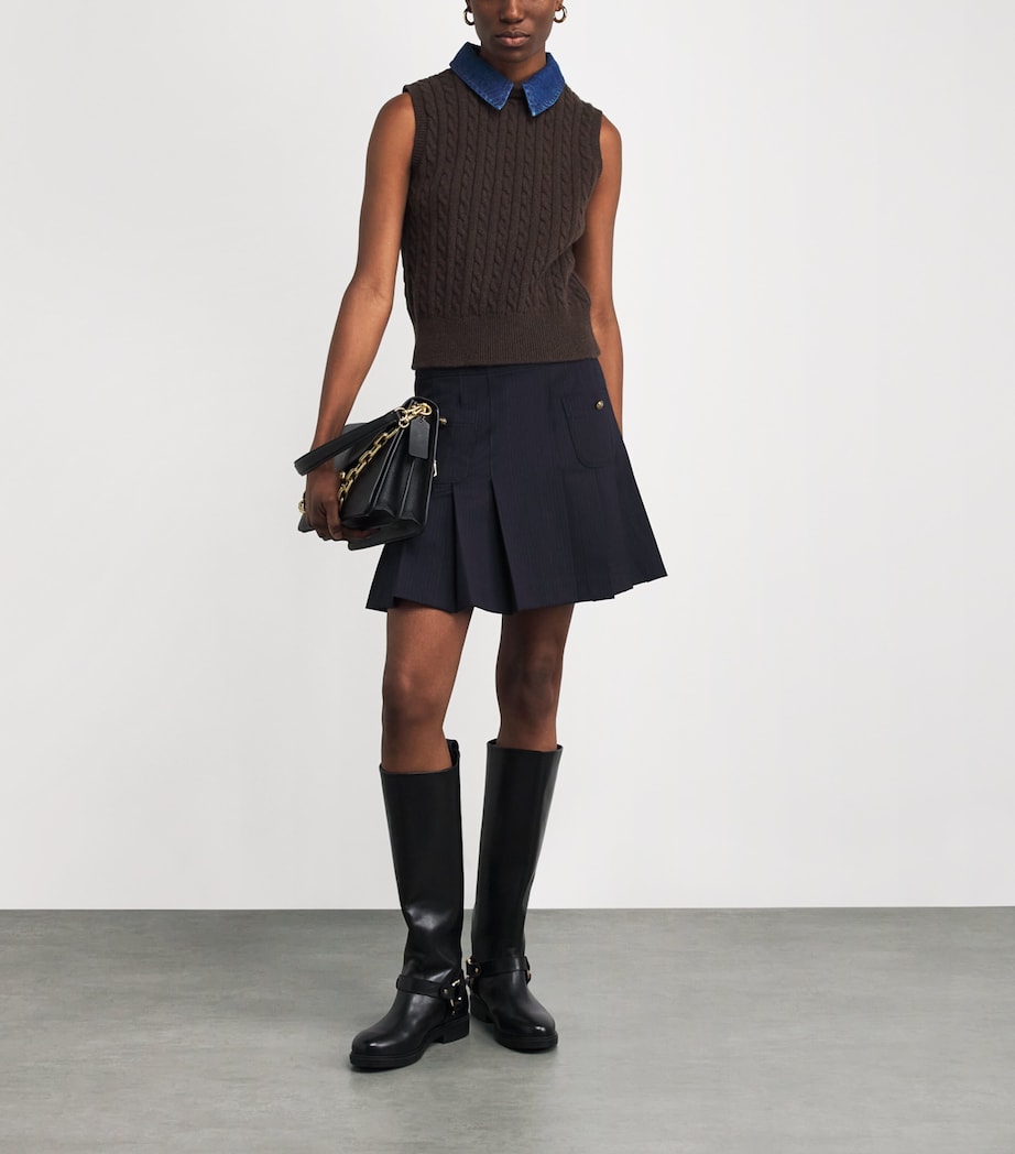 Wool-Blend Pleated Mini Skirt NAVY BLUE Image 2