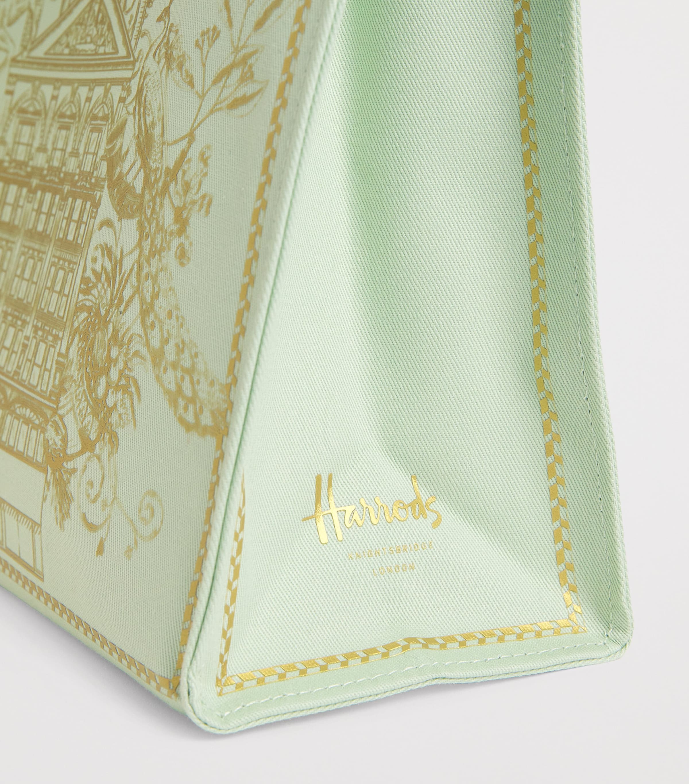 Harrods Small Gold Building Shopper Bag Green Image 4