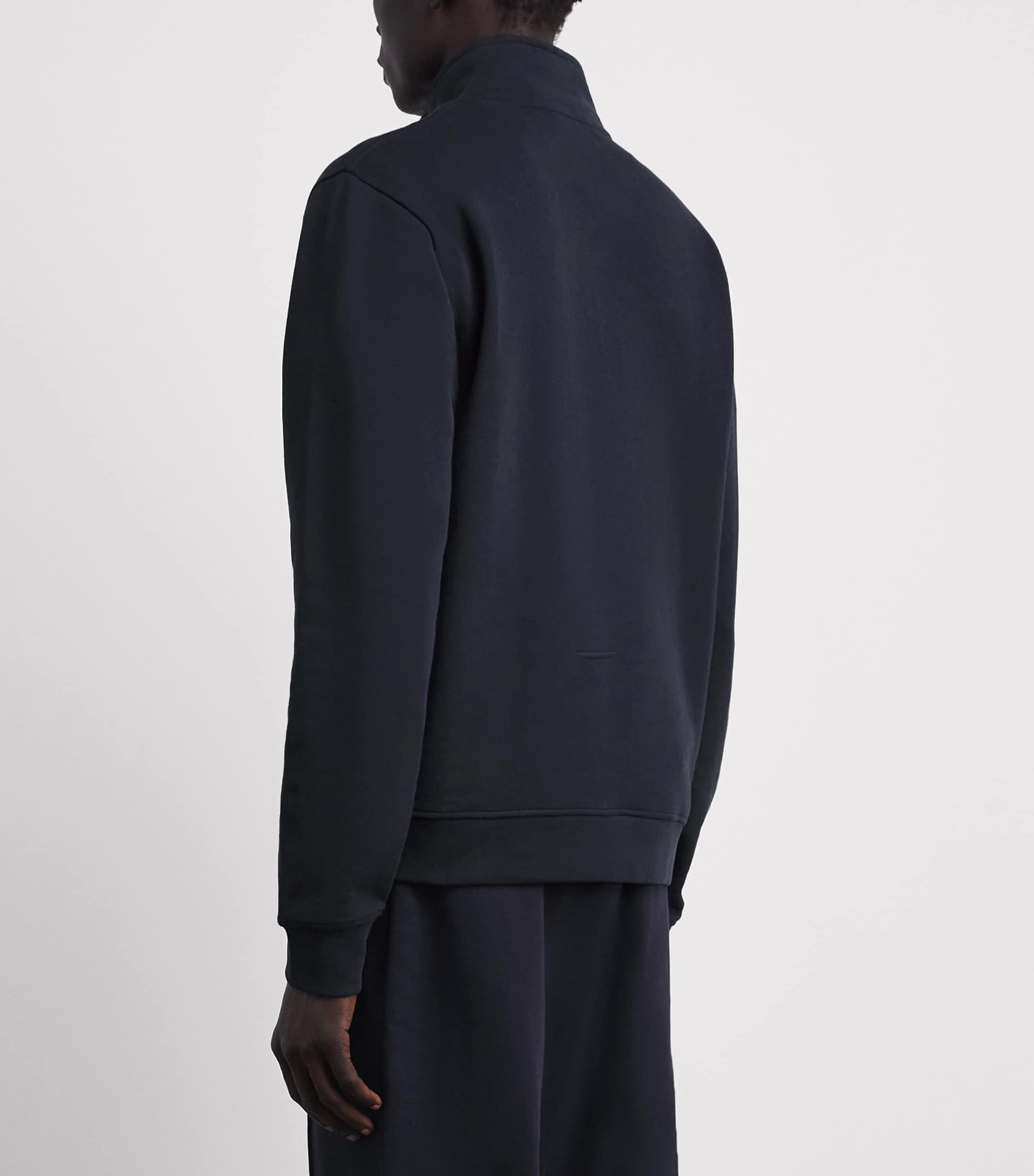 Harrods Mens Cotton Jersey Quarter-Zip Sweatshirt Navy Image 5