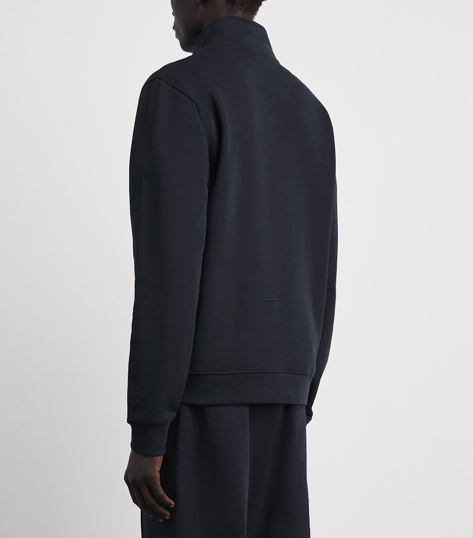 Harrods Mens Cotton Jersey Quarter-Zip Sweatshirt Navy Image 5