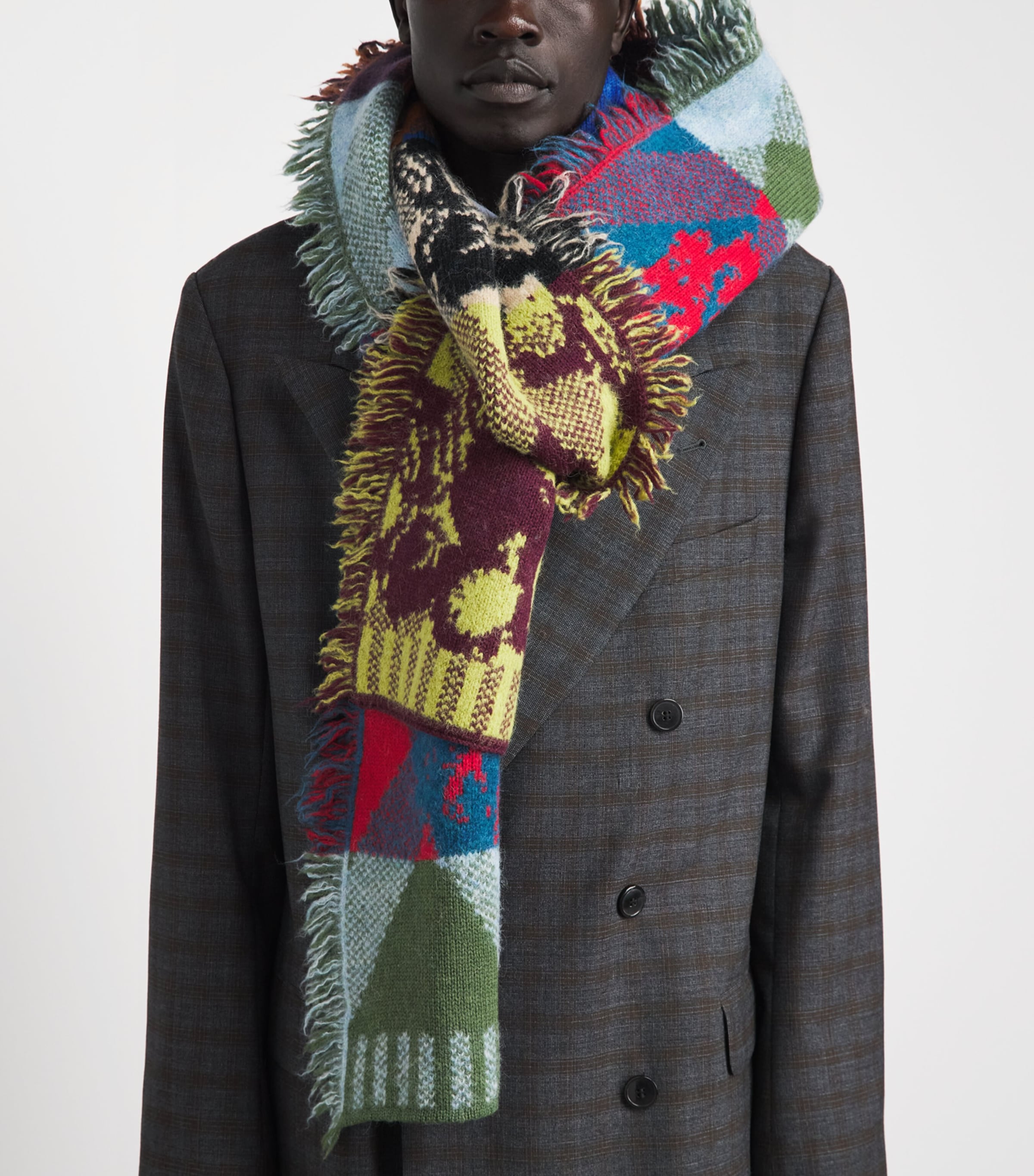 DRIES VAN NOTEN Wool-Blend Patchwork Scarf Light Image 2