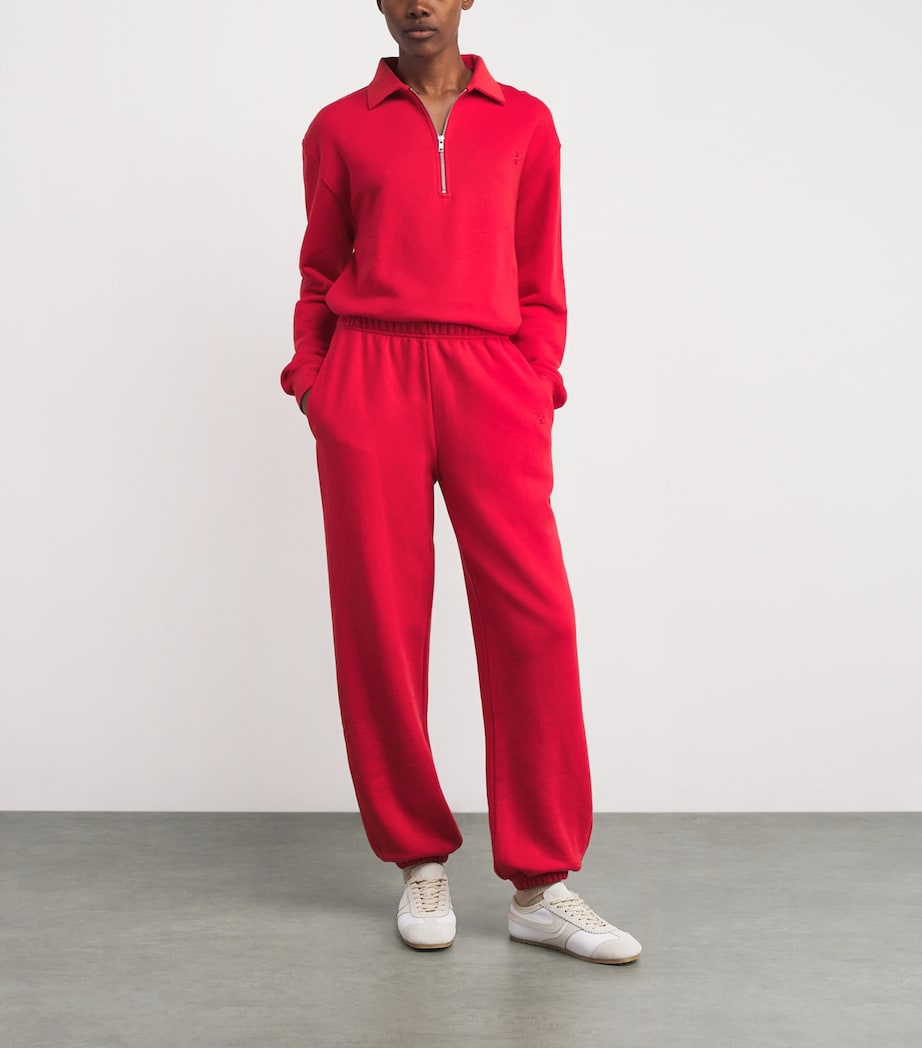 ÉTERNE Womens French Terry Polo Sweatshirt Rou Rouge Image 2