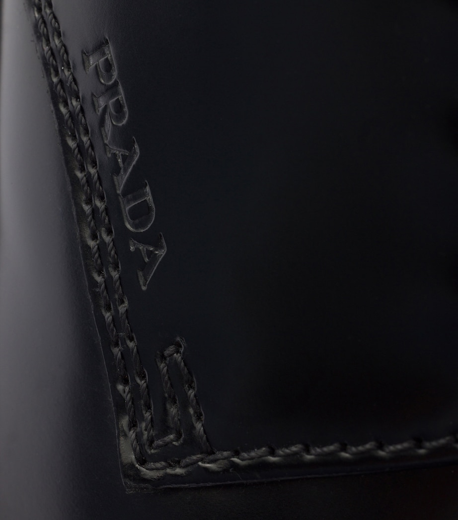 Prada Leather Logo Derby Shoes Black Image 6