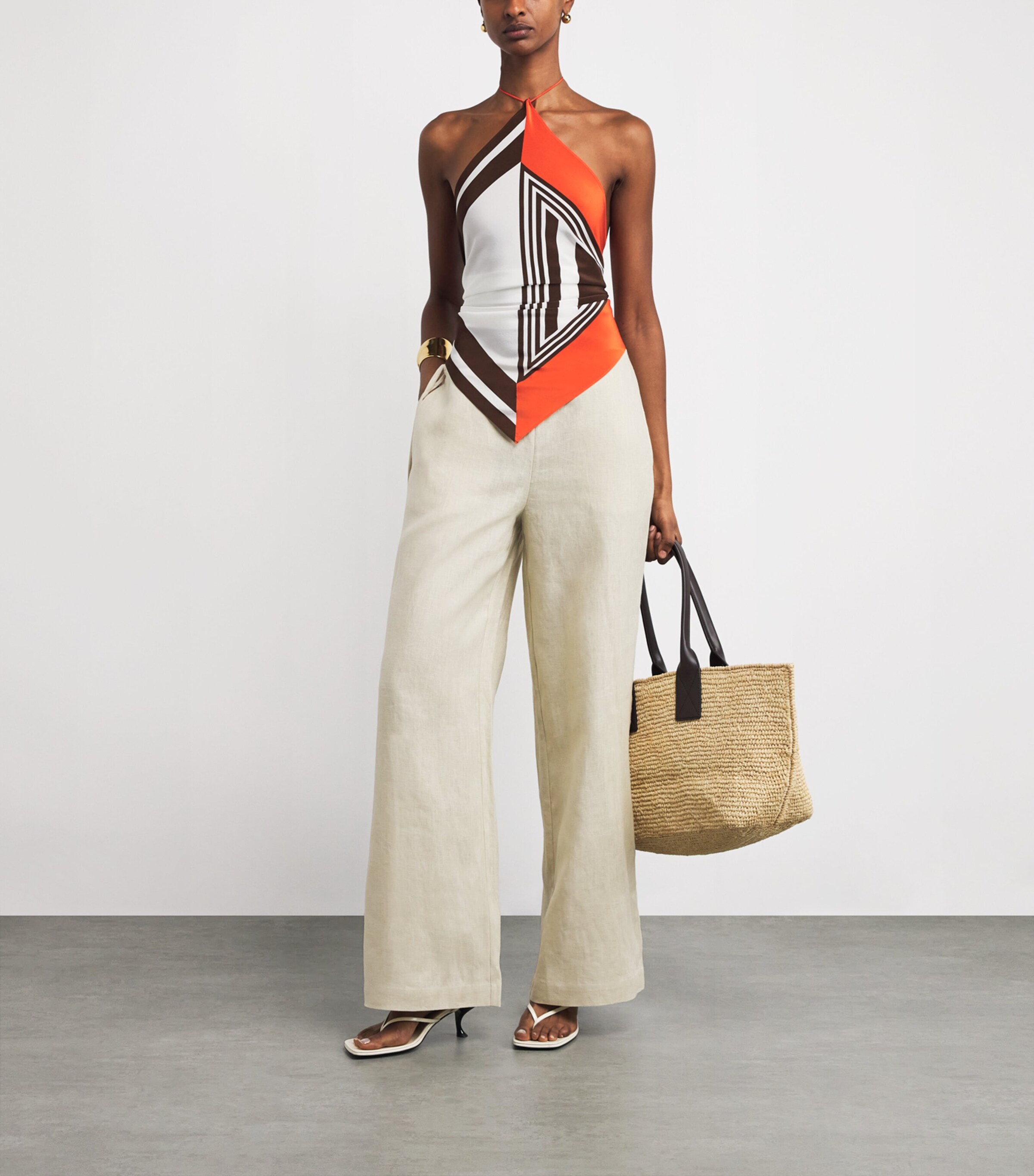 Linen Raquel Wide-Leg Trousers WHEAT Image 2