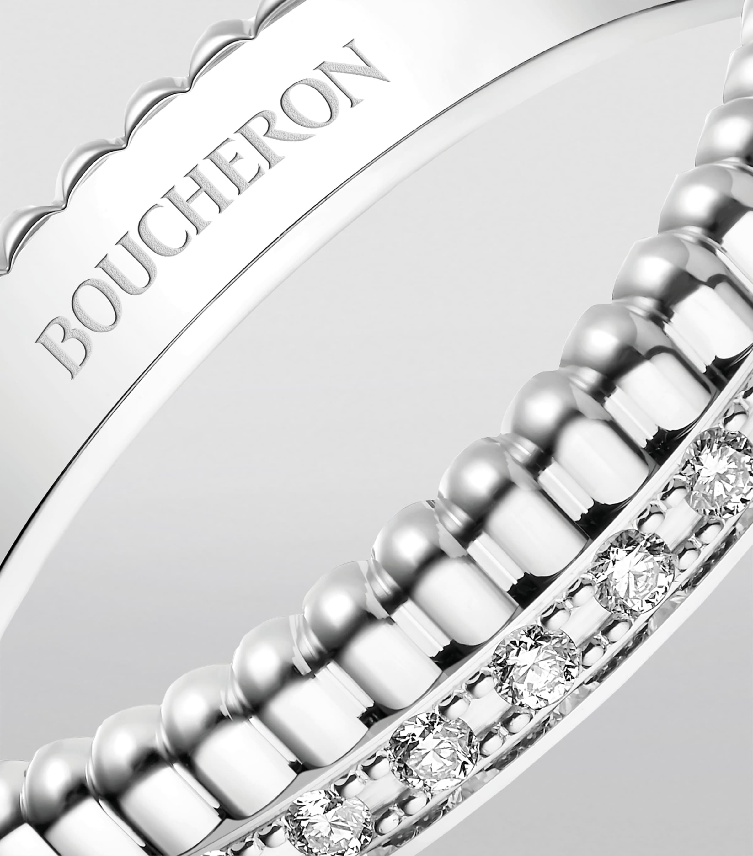 White Gold and Diamond Quatre Radiant Wedding Band MULTI Image 4