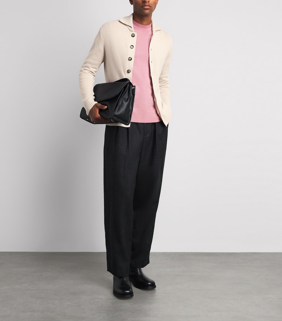 Allude Mens Wool-Cashmere Collared Cardigan Image 2