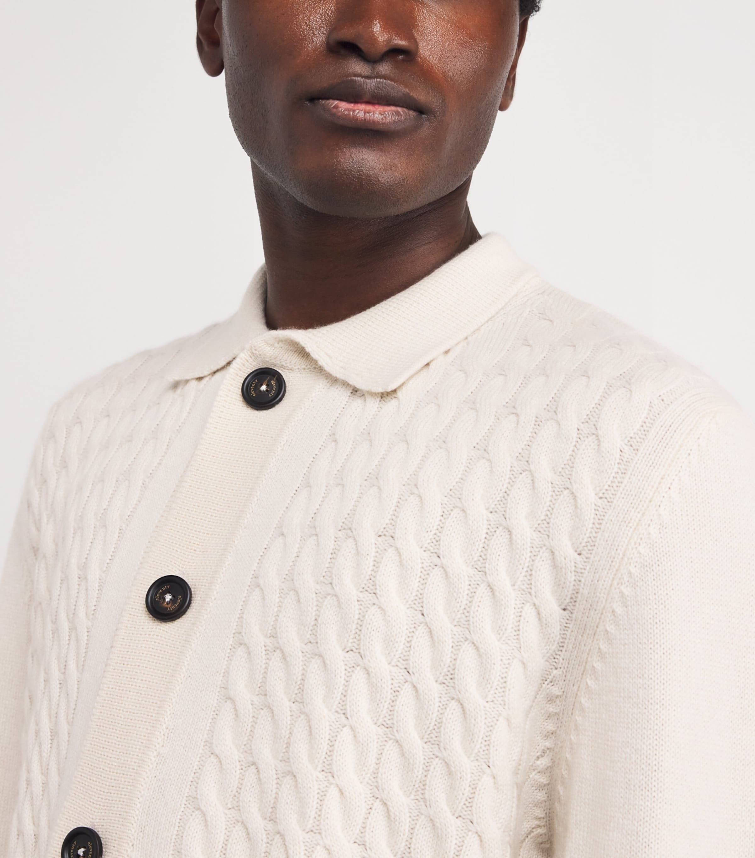 Cashmere Collared Cardigan SABBIA E BIANCO Image 6