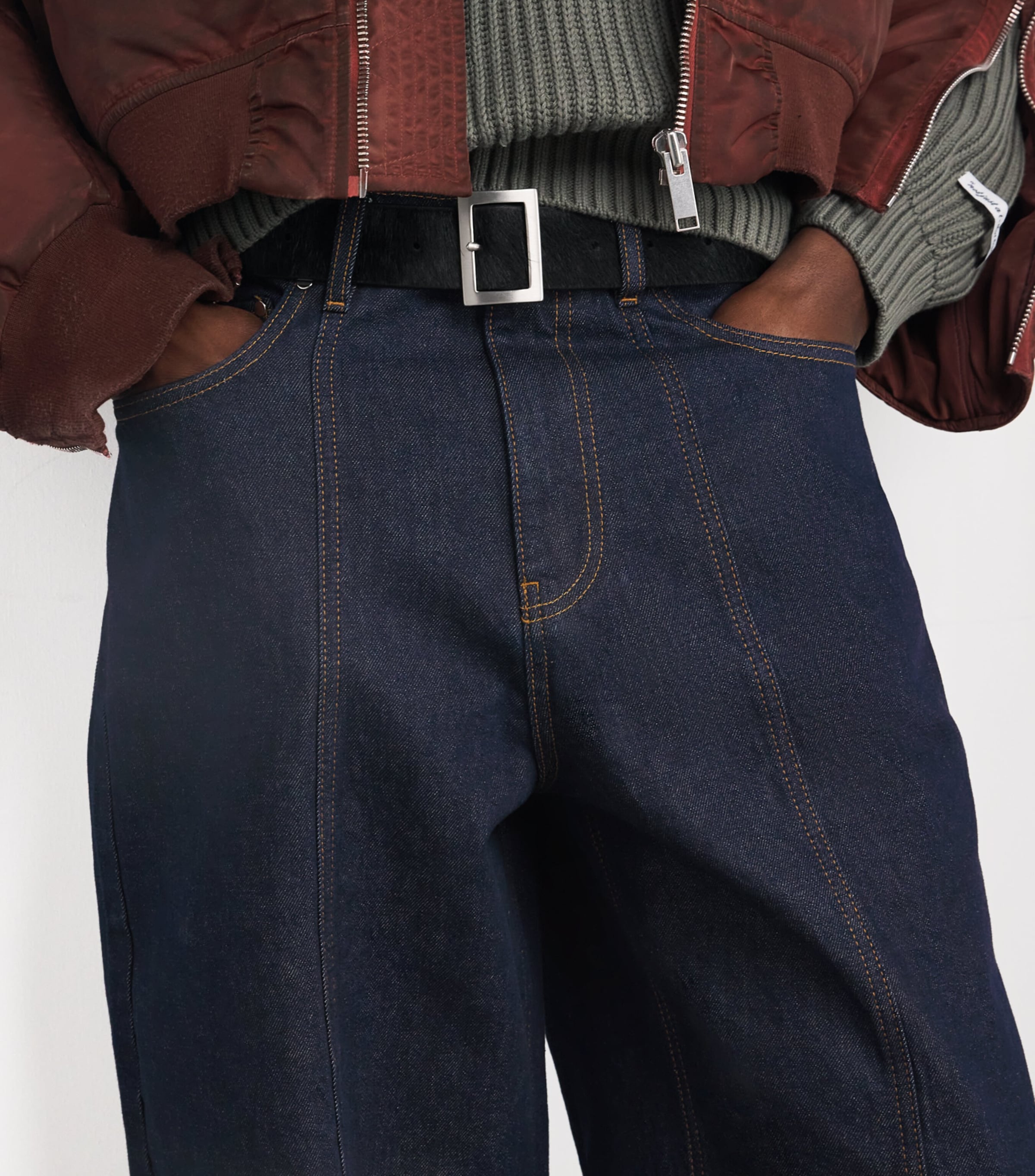 Wide-Leg Felled Jeans RAW INDIGO Image 6