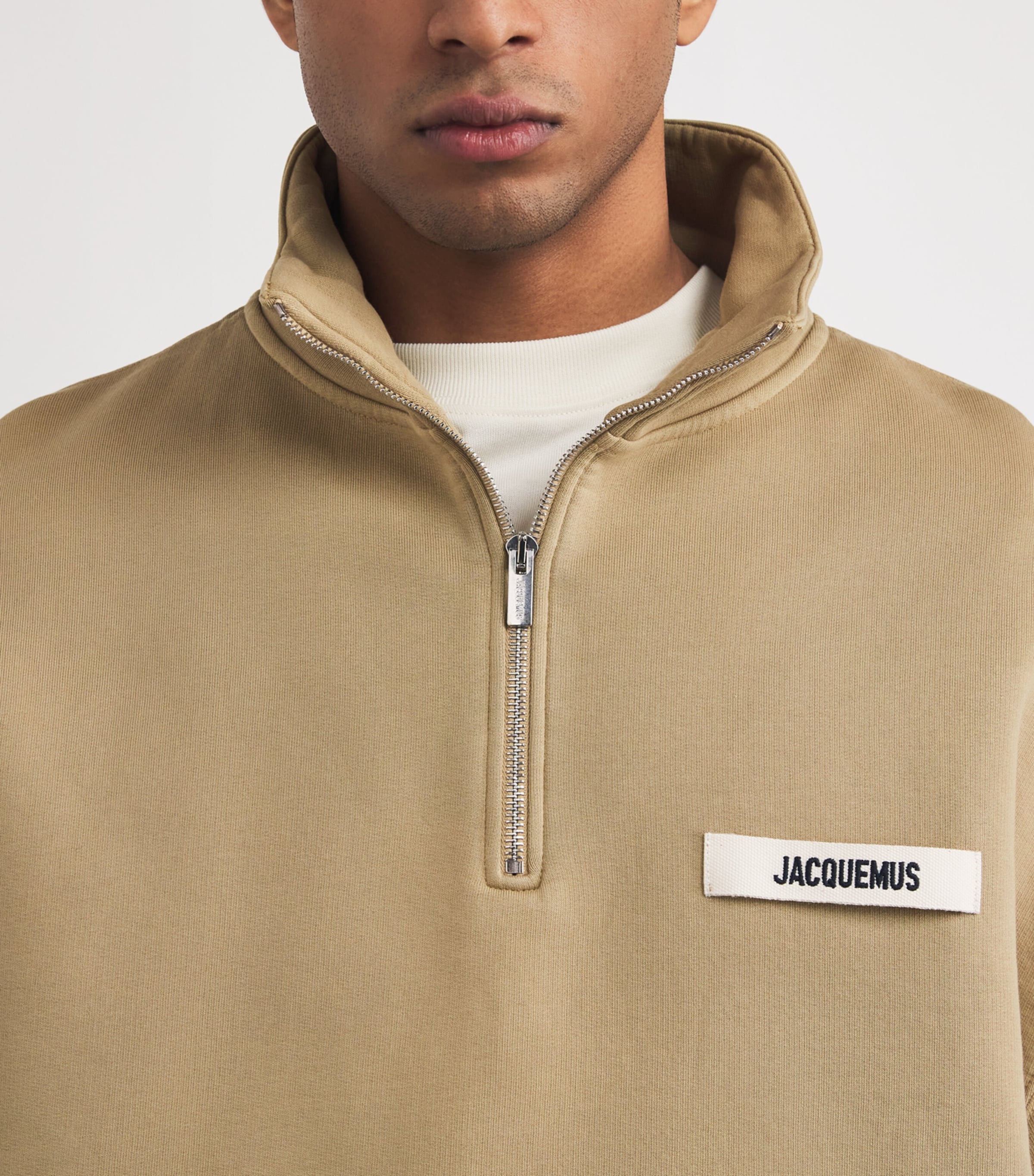 Cotton Logo Quarter-Zip Sweatshirt DARK BEIGE-180 Image 6