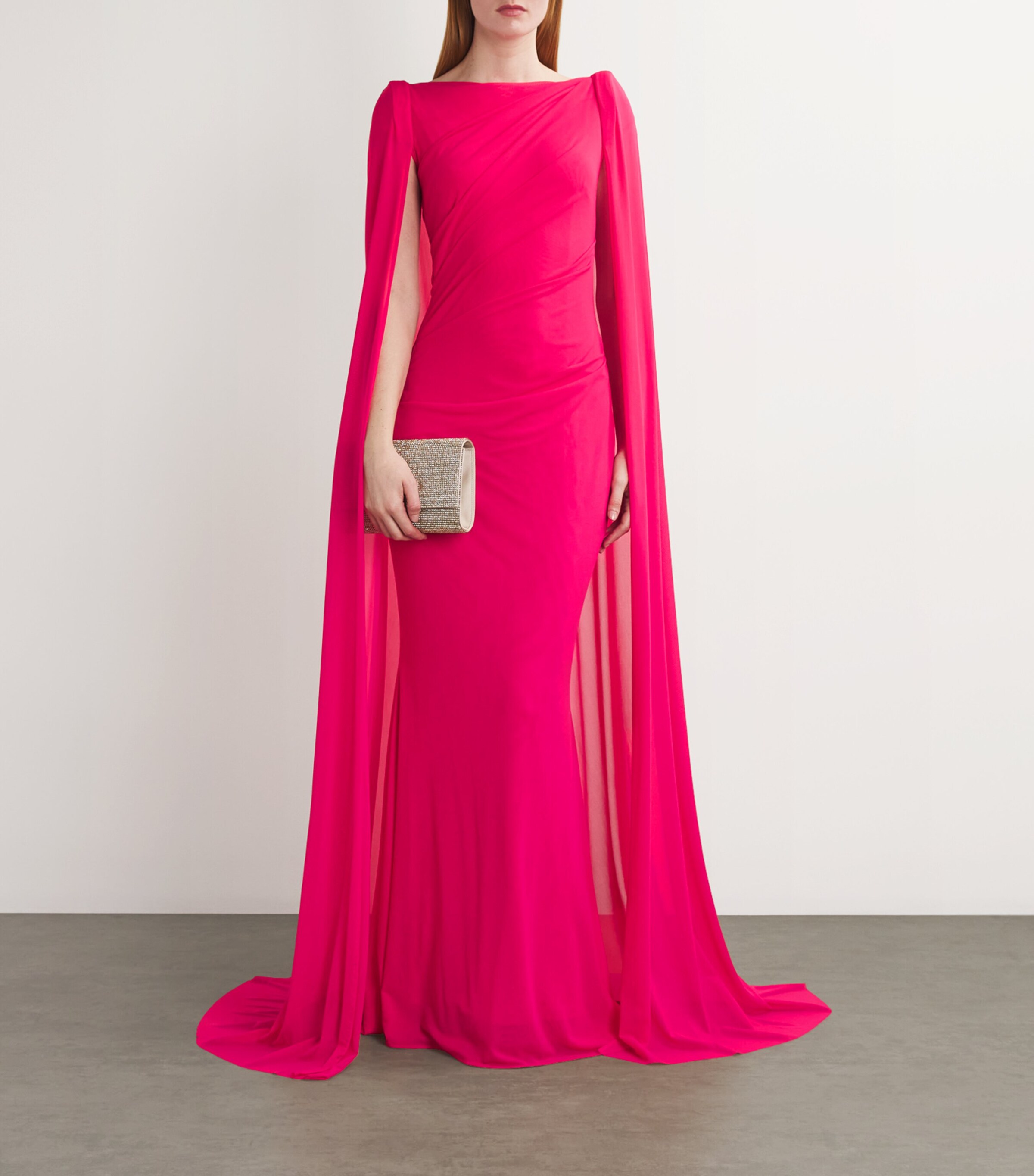 Talbot Runhof Womens Cape Gown Azalea Image 2