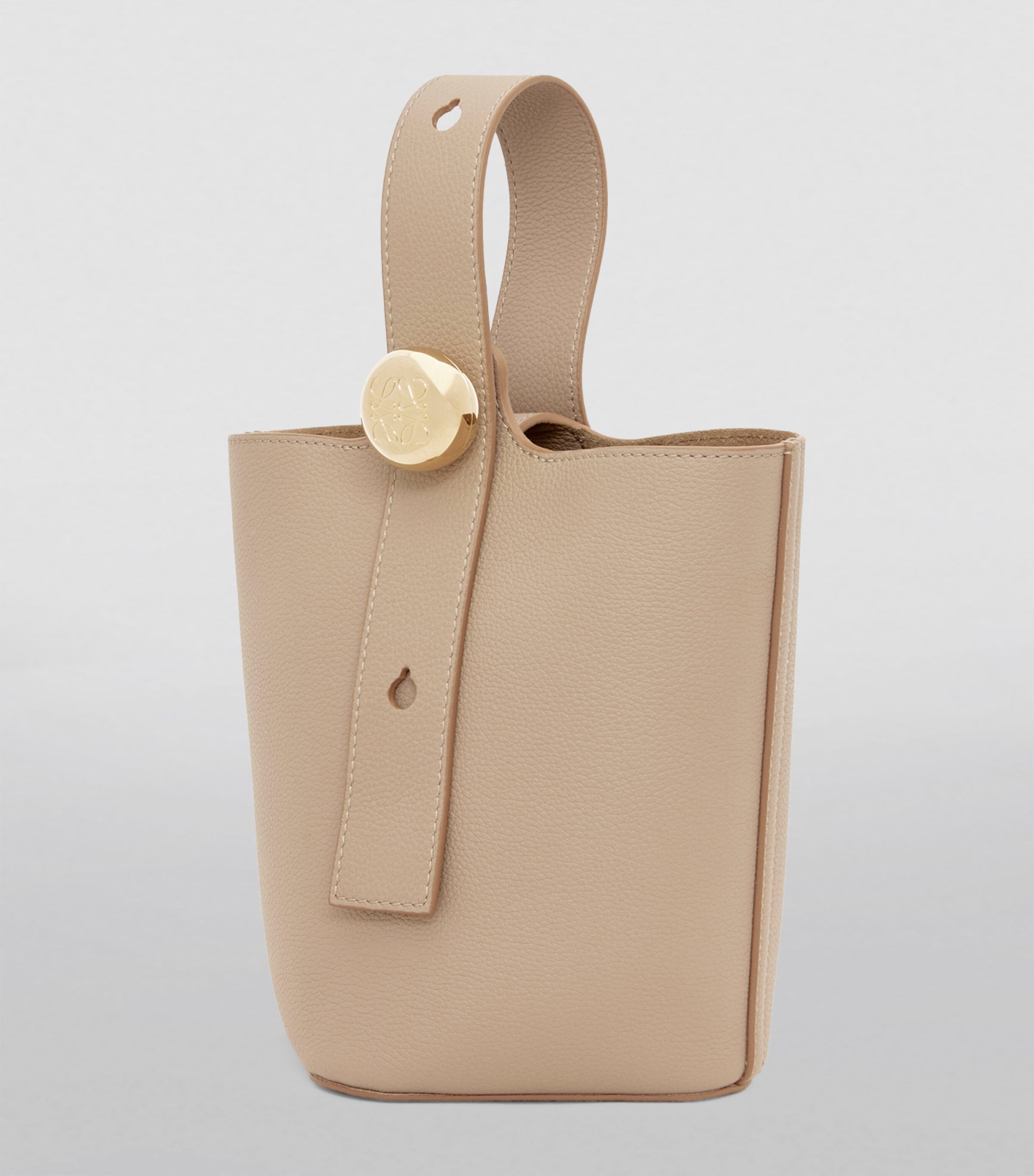 Mini Leather Pebble Bucket Bag SAND Image 2