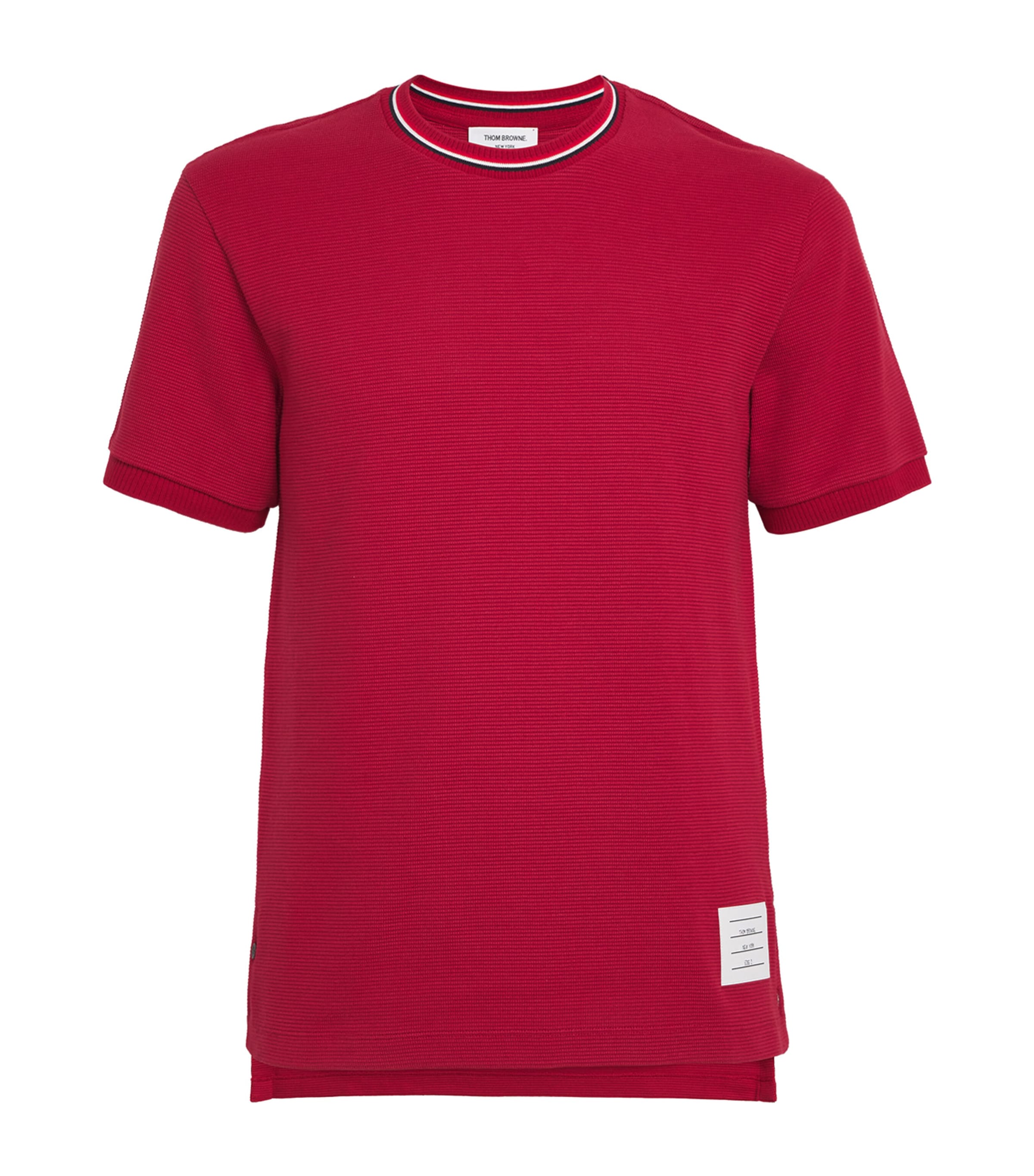 Thom Browne Cotton Rib-cuff T-shirt In Red
