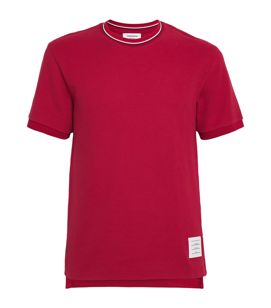 Thom Browne Mens Cotton Rib-Cuff T-Shirt Burgundy Image 1