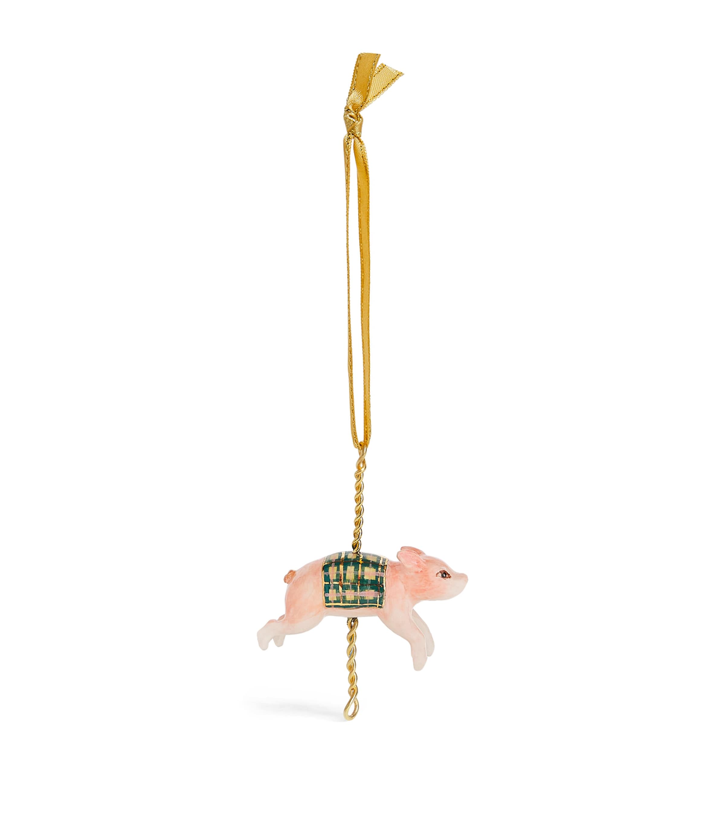 Hop Skip & Flutter Pig Merry-Go-Round Tree Decoration Pink Green Image 1