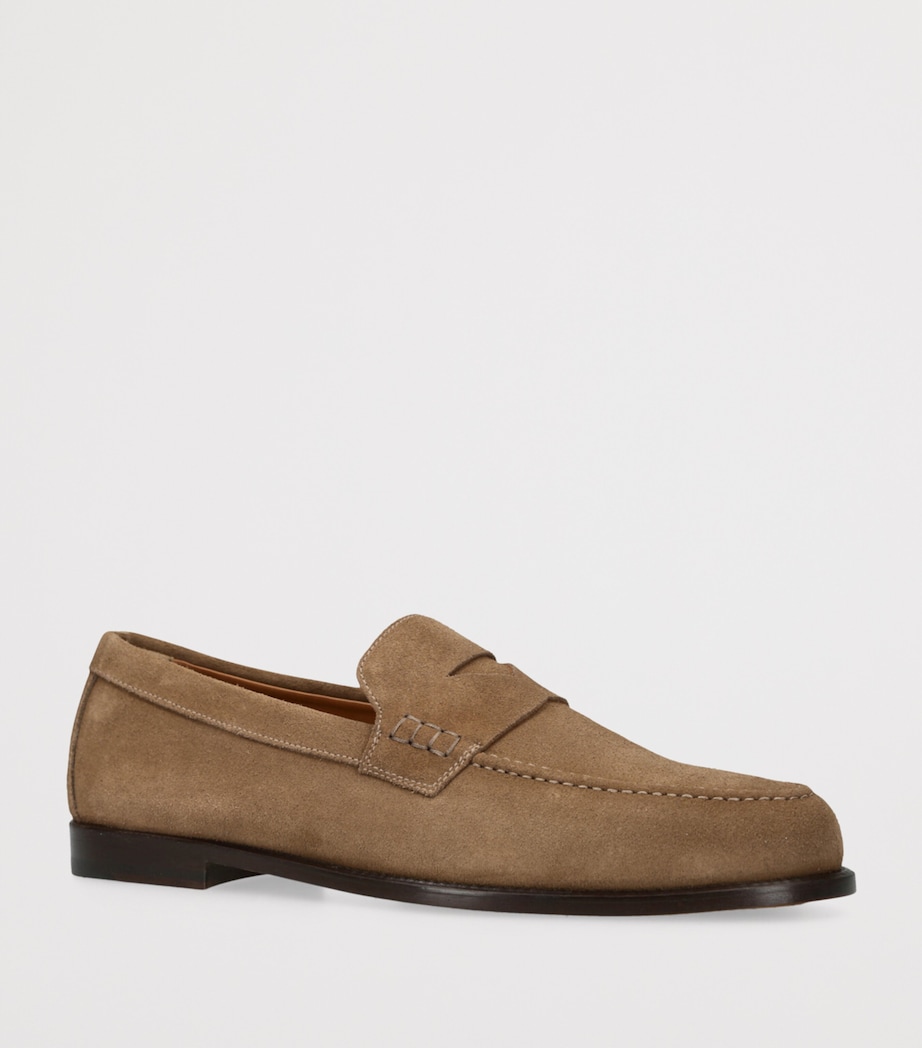 Doucal's Suede Penny Loafers Taupe Image 3