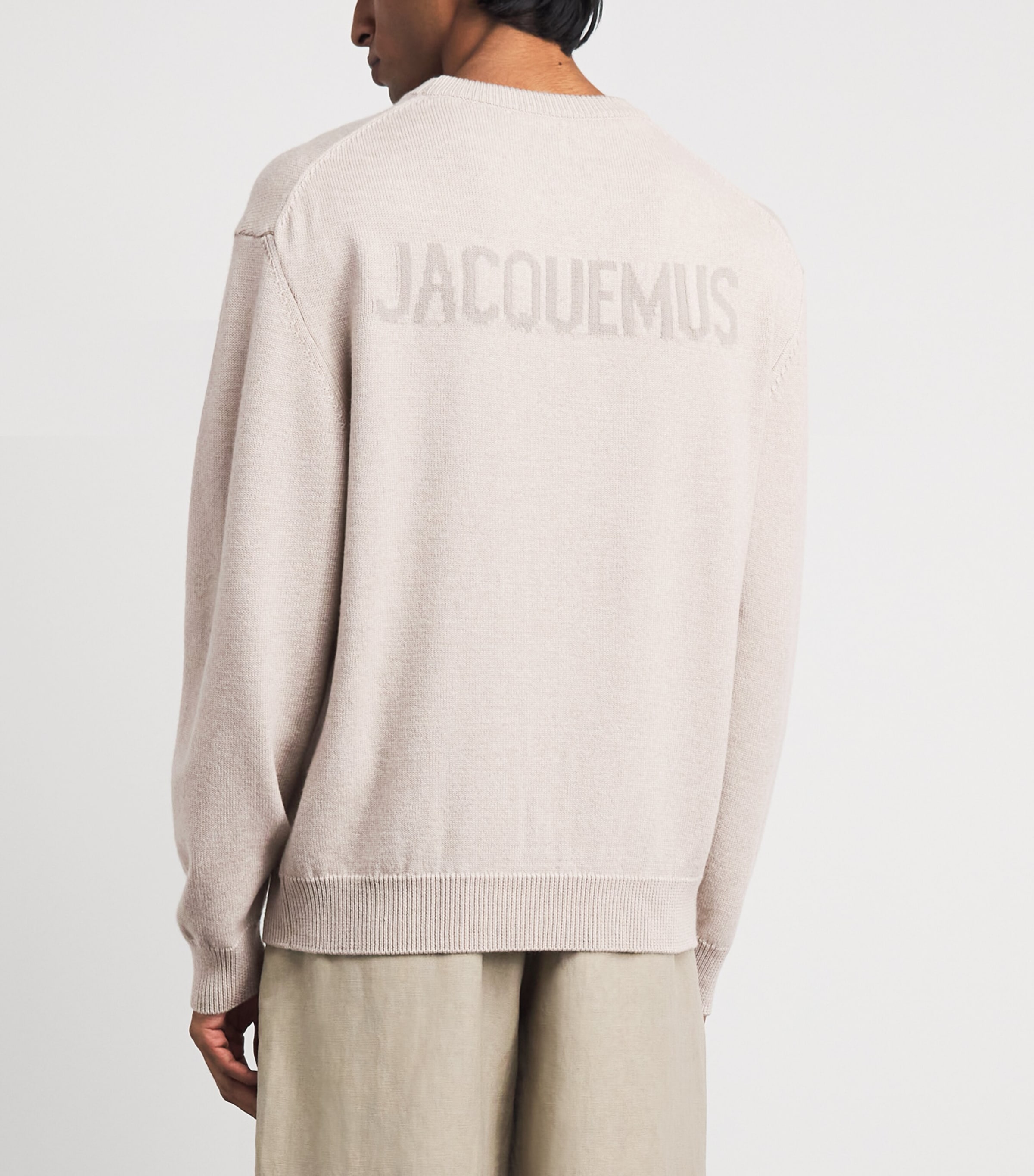 Jacquemus Mens Stretch-Merino Wool Logo Sweater Light Beige Image 5