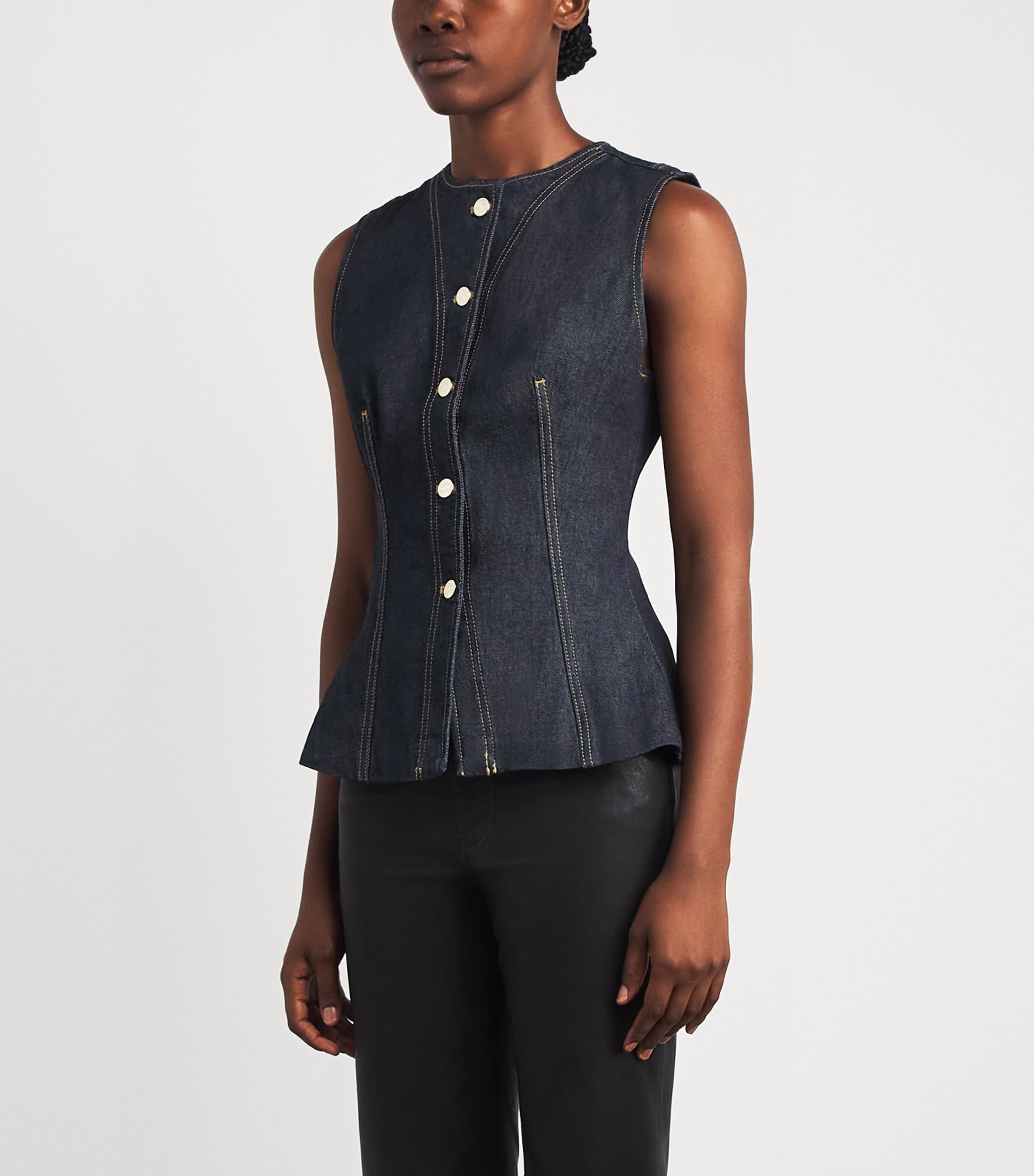FRAME Womens The Form Denim Vest Rinse Image 4