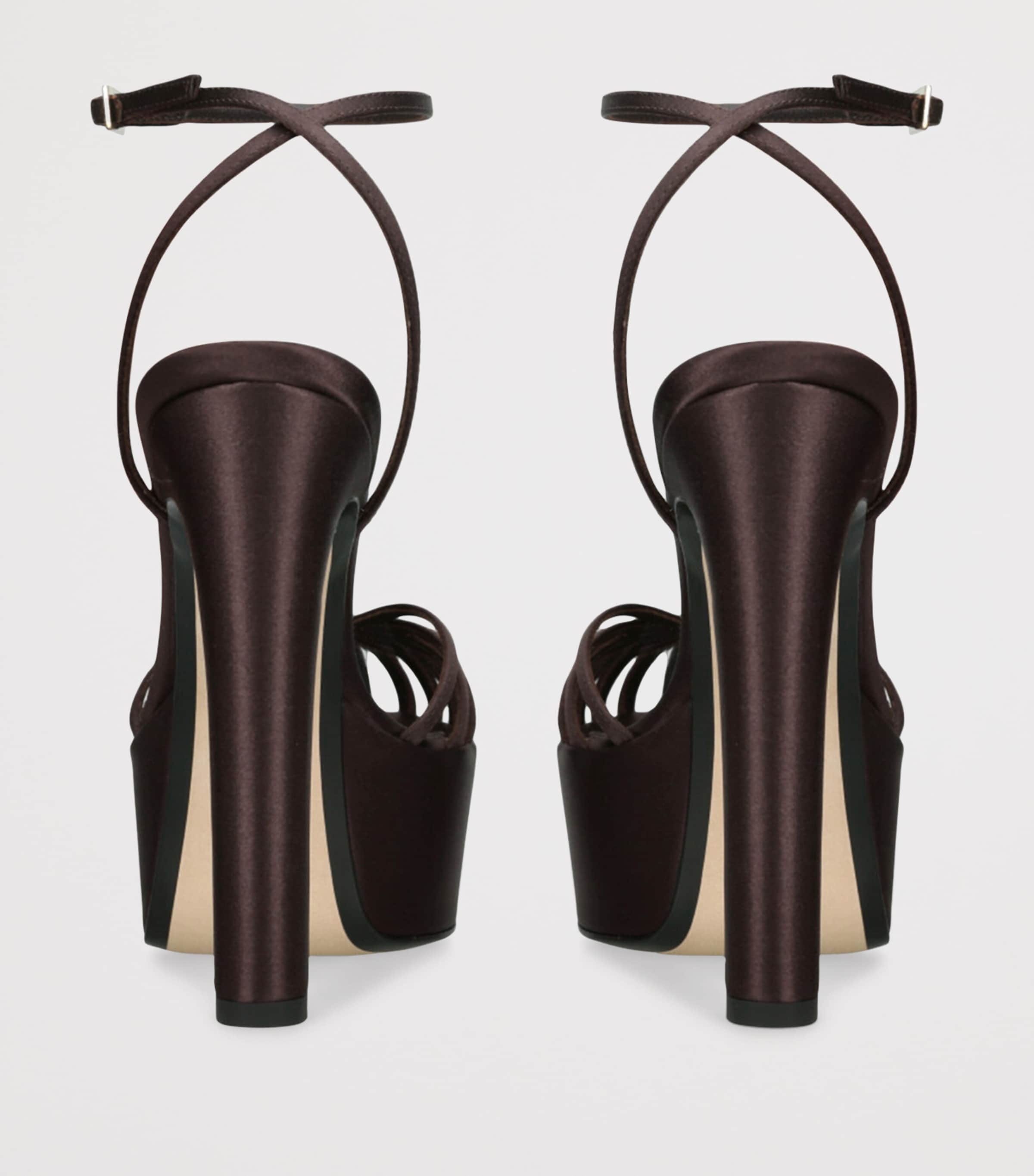Alevì Satin Eva PF Platform Heels 135 Dark Brown Image 2