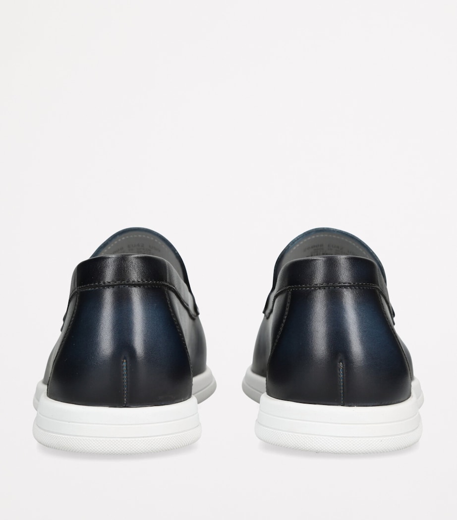 Leather Slip-On Loafers NAVY Image 2