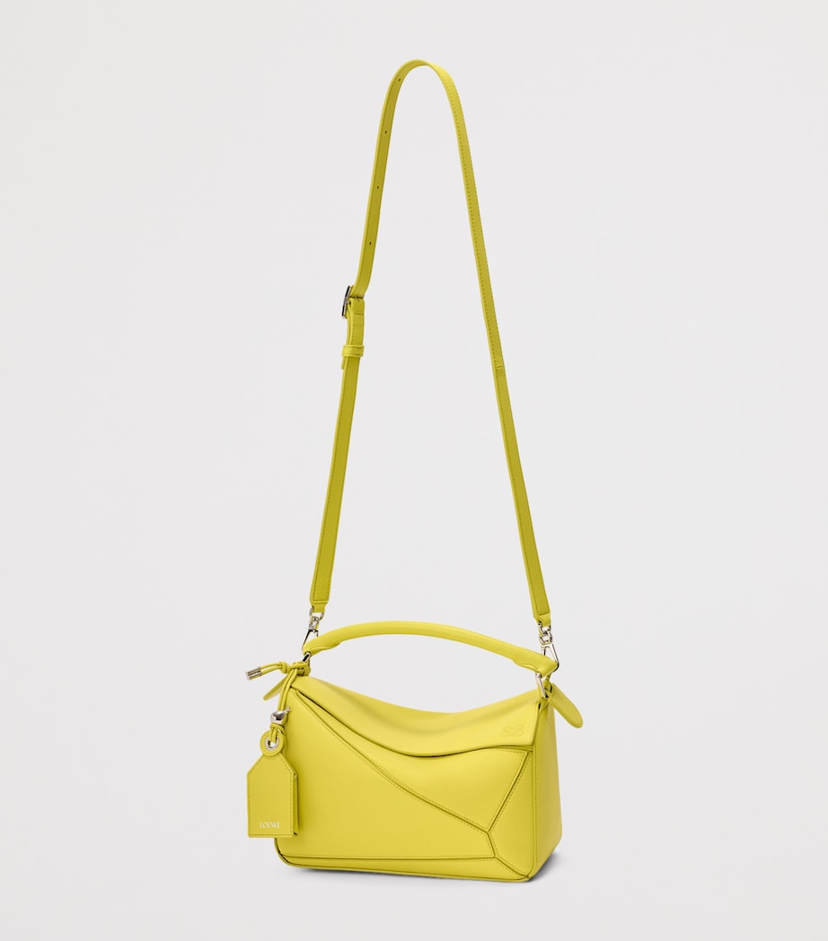 LOEWE Small Leather Featherlight Puzzle Top-Handle Bag Lemon Image 7