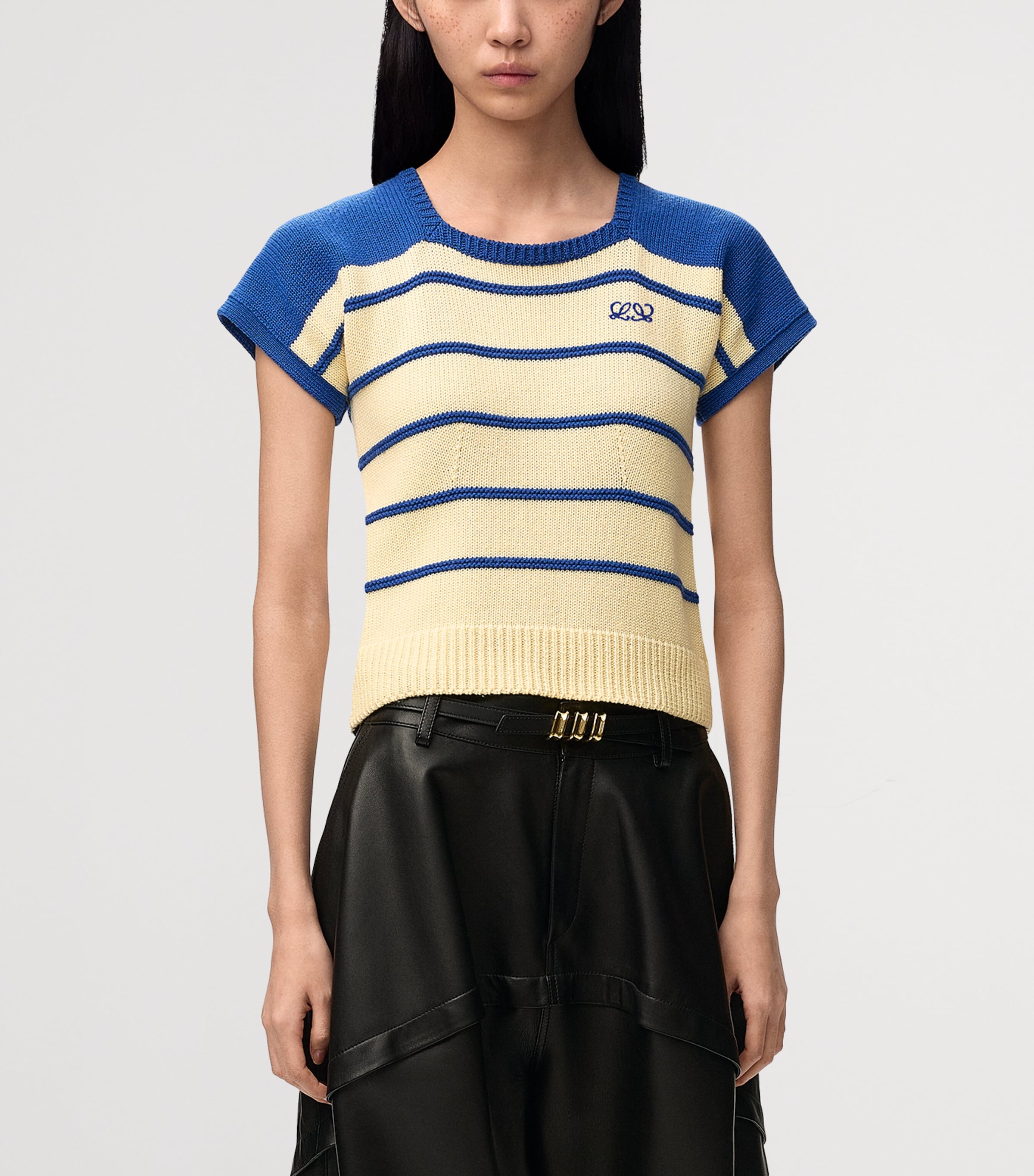 LOEWE Womens Cotton-Wool Stripe Sweater Yellow/blue Image 3
