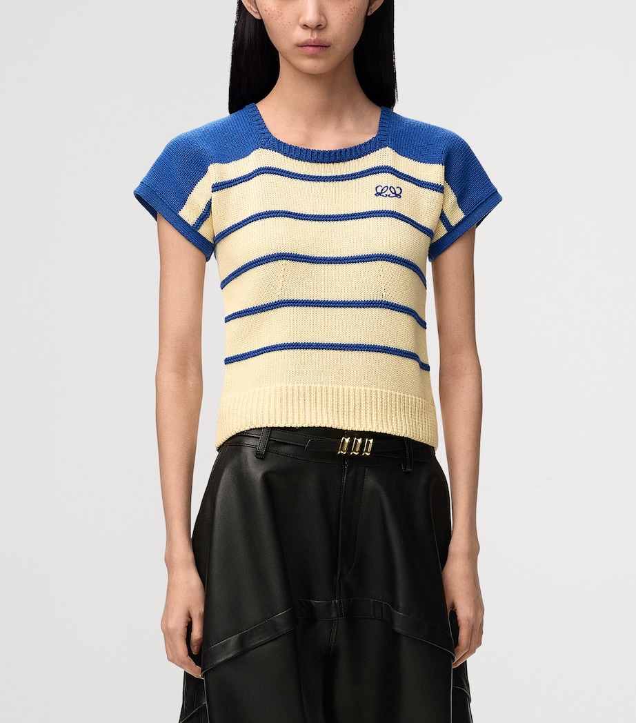 LOEWE Womens Cotton-Wool Stripe Sweater Yellow/blue Image 3