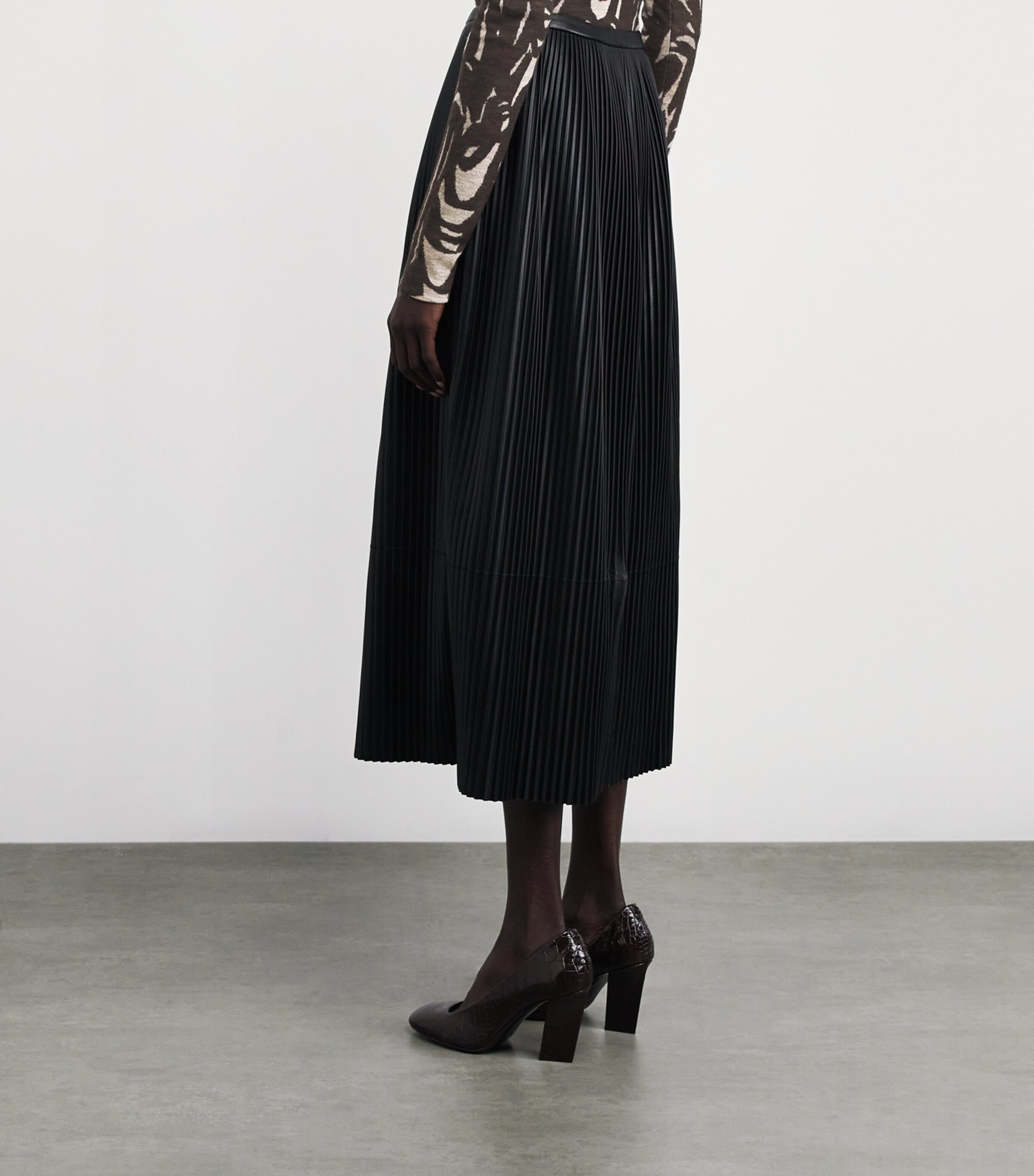 Joseph Womens Nappa Leather Didi Midi Skirt Black Image 4