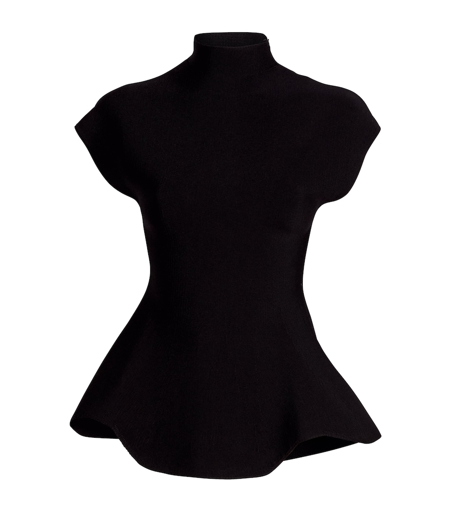 Khaite Womens Knitted Peplum Top Black Image 1
