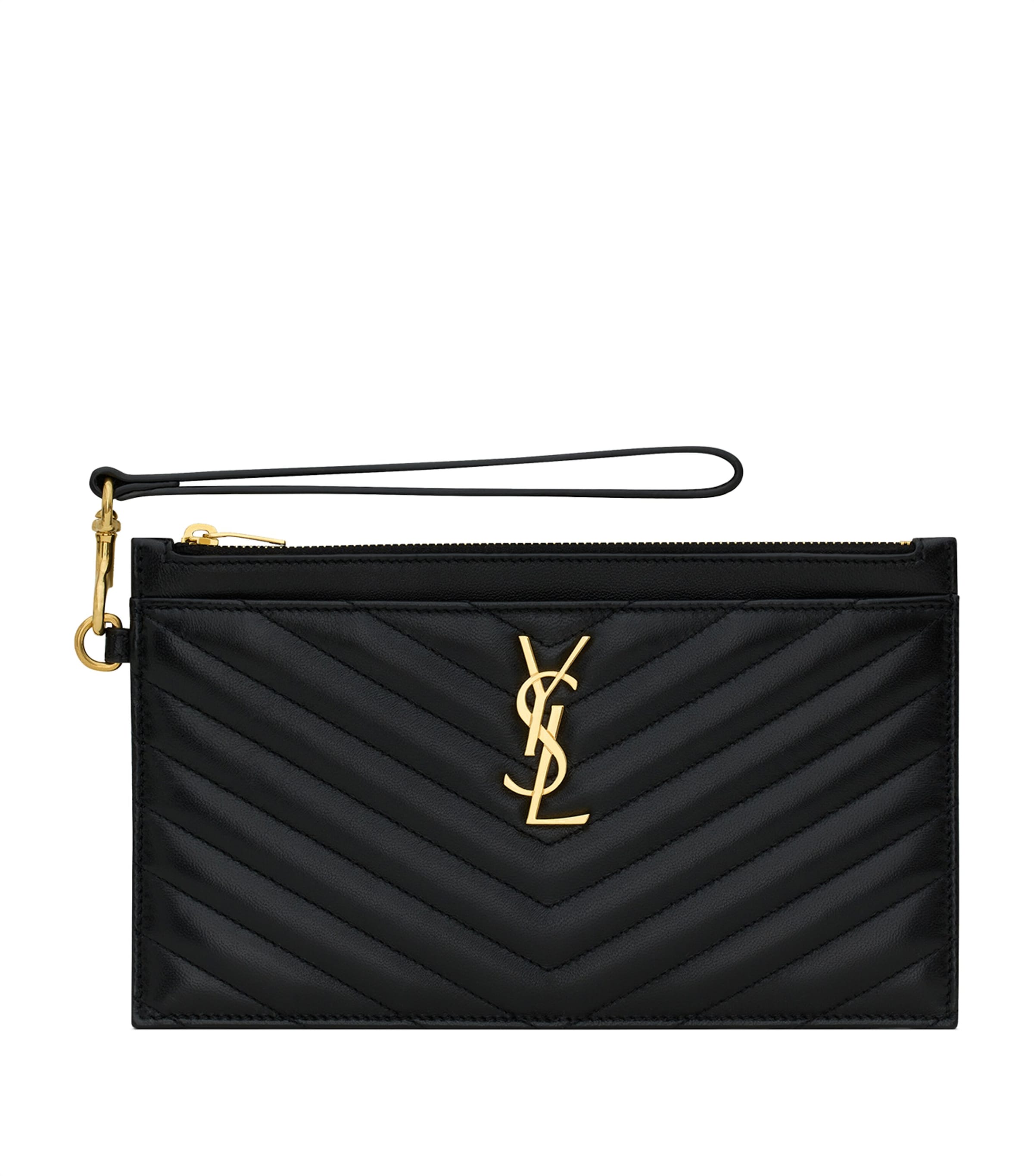 Saint Laurent Large Cassandre Matélasse Pouch In Black