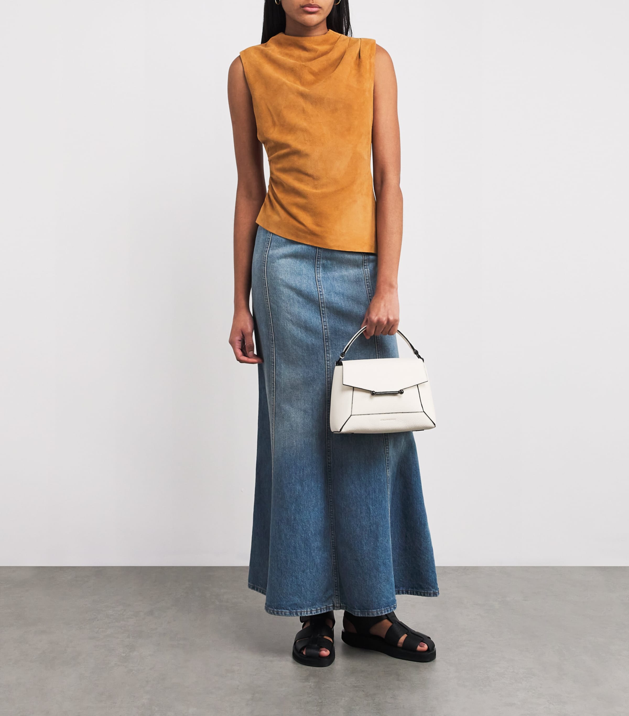 Strathberry Leather Mosaic Top-Handle Bag White Image 2