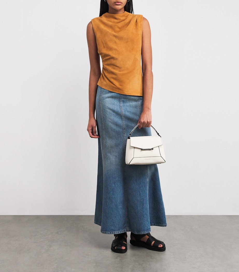 Leather Mosaic Top-Handle Bag 975 WHITE Image 2