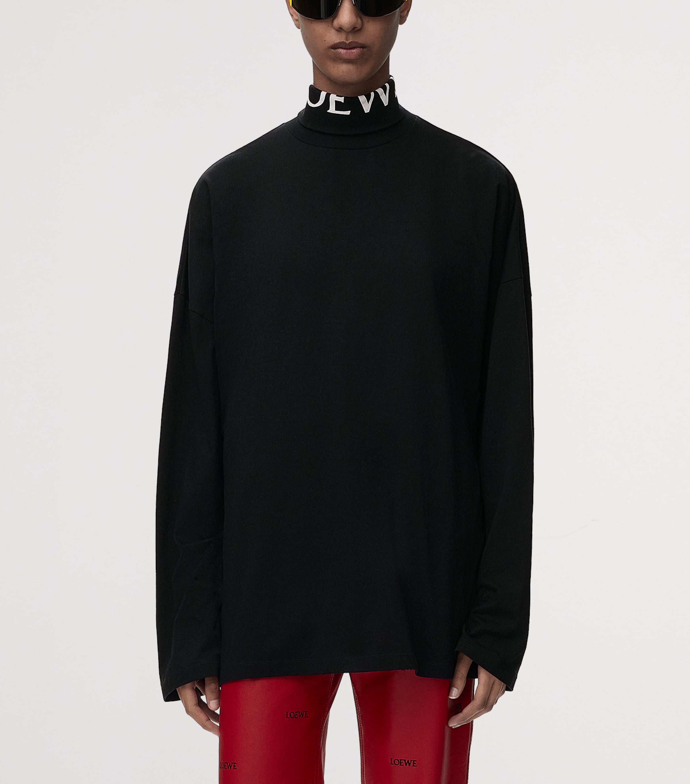 LOEWE Womens Rollneck Logo Sweater Black Image 3