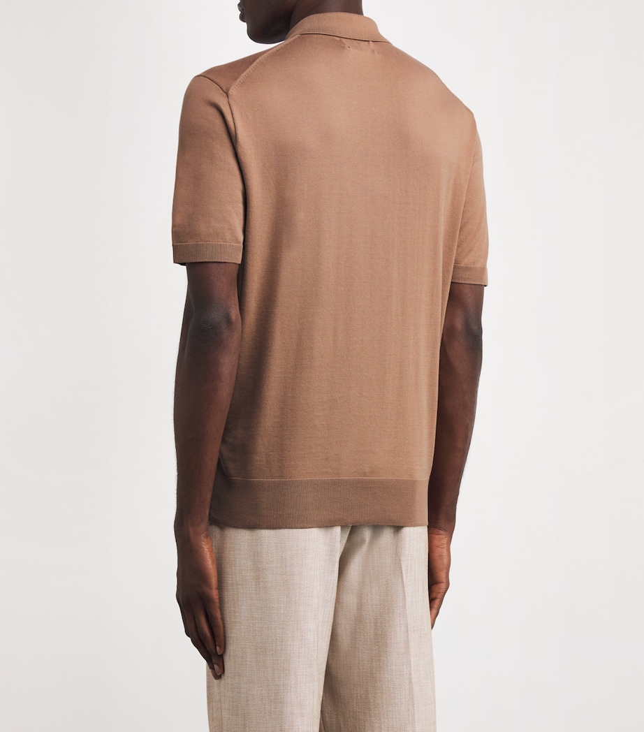 Cotton Polo-Collar Sweater BROWN Image 4