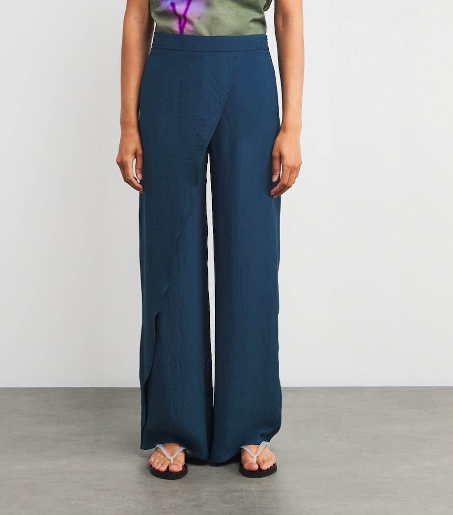Drape-Detail Trousers NAVY Image 3