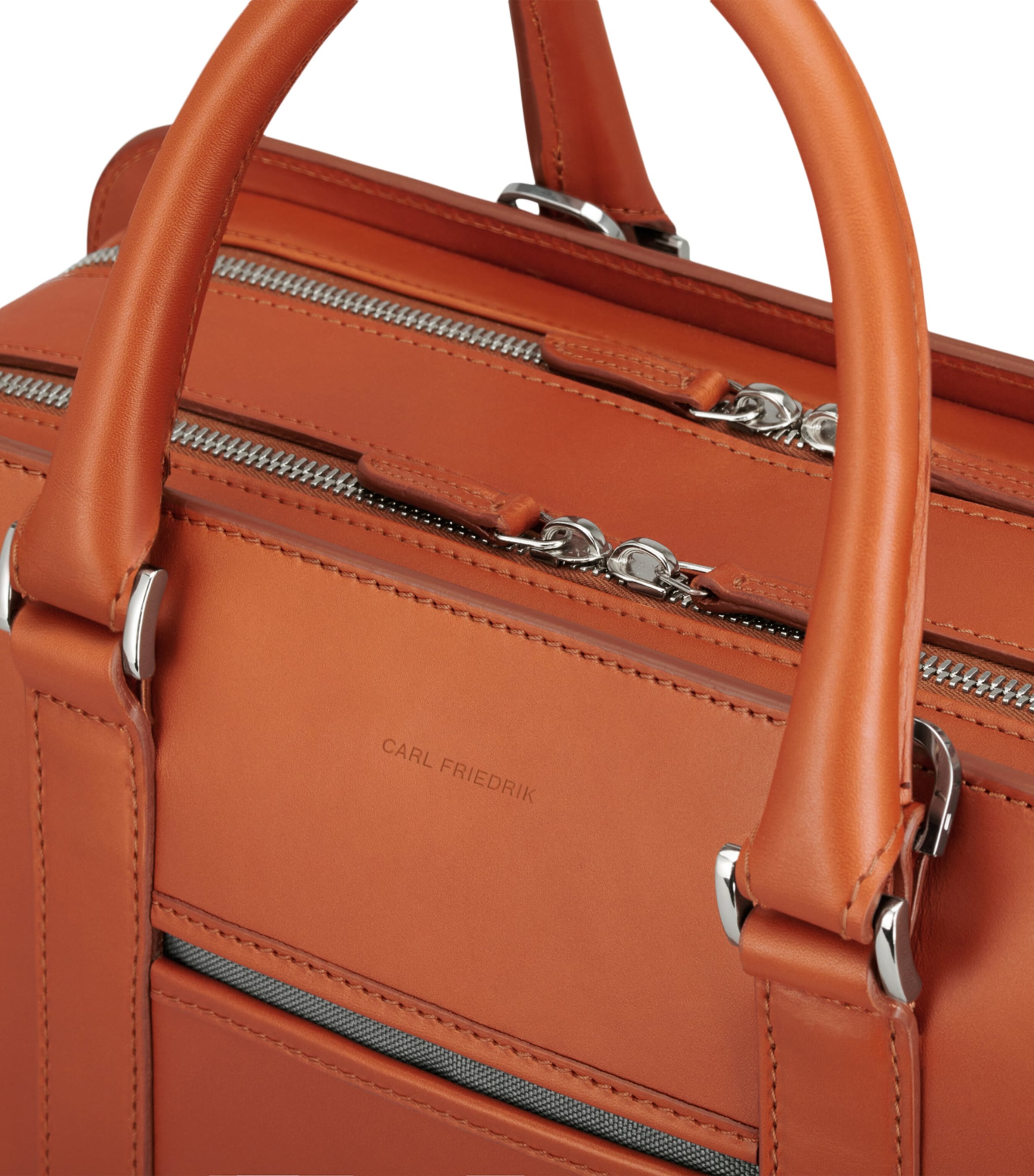Leather Palissy Double Briefcase COGNAC/ GREY Image 5